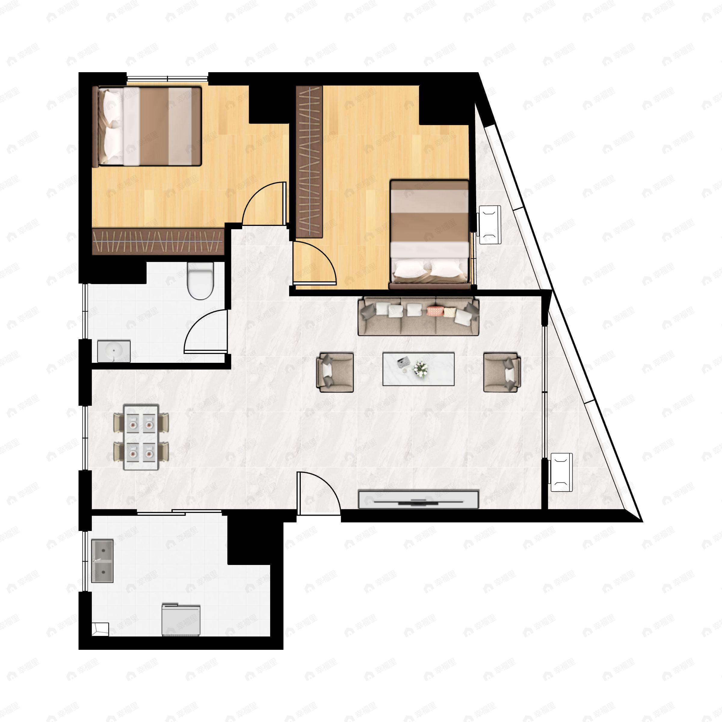 当代宏府MOMΛ2室2厅1卫户型图