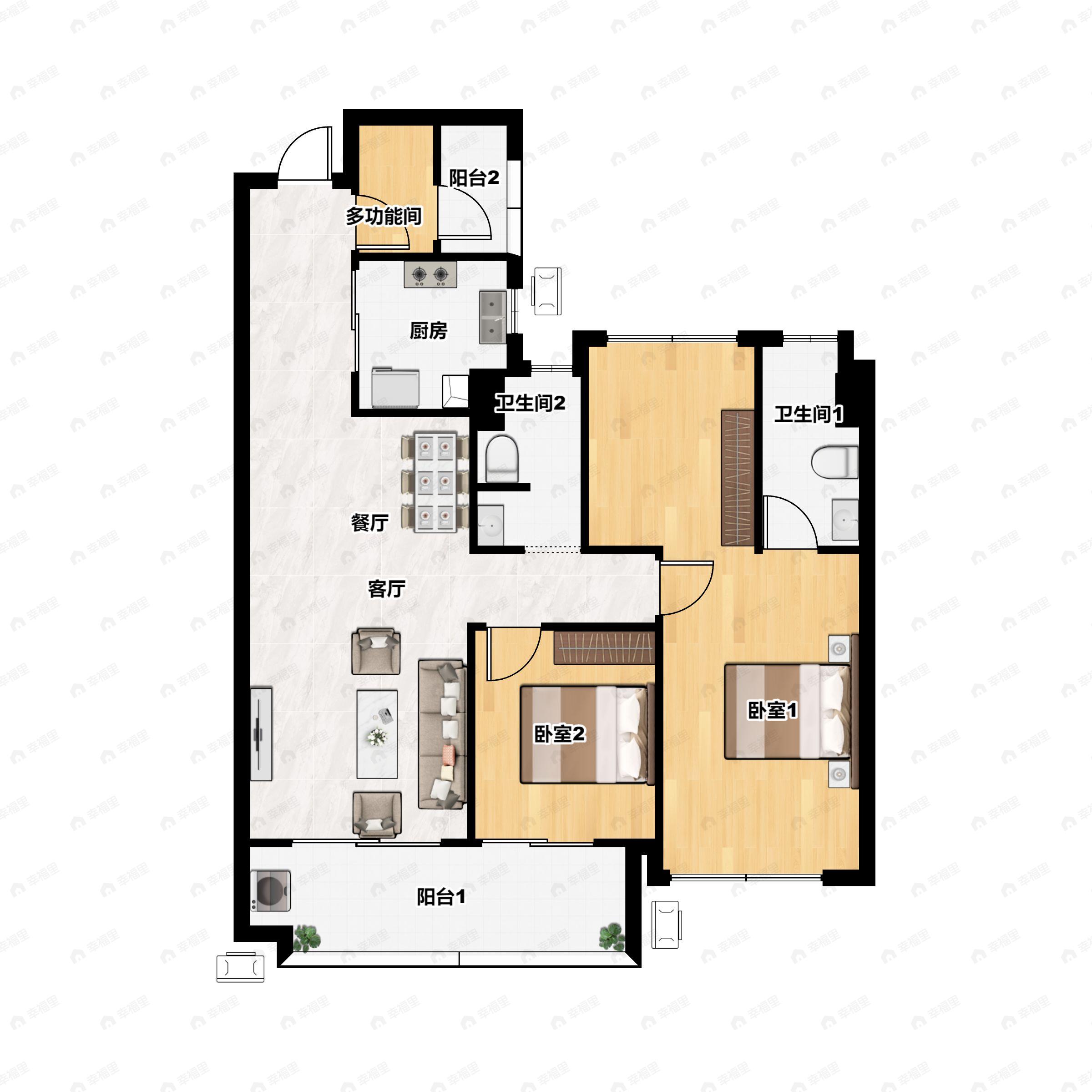 4室2厅2卫建面116平西北|北|东北户型图