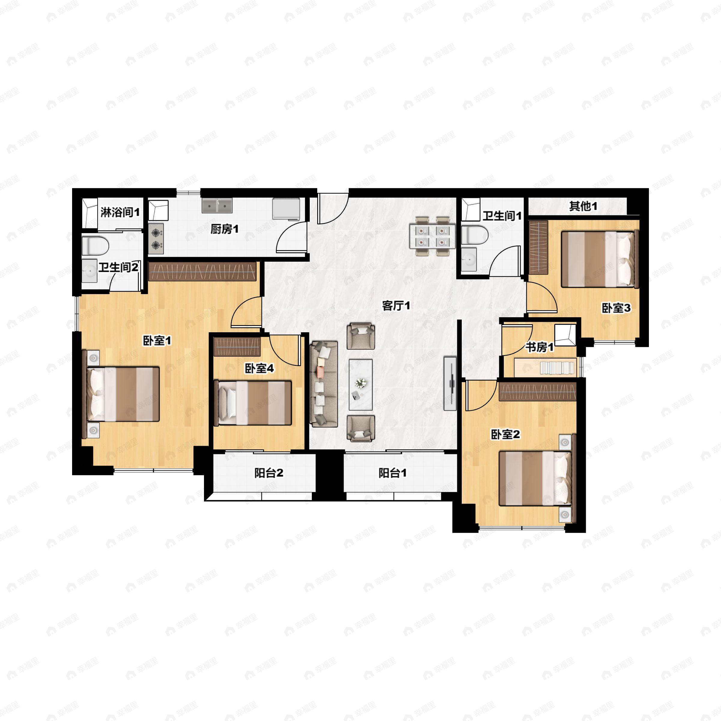兆鑫H+4室2厅2卫户型图