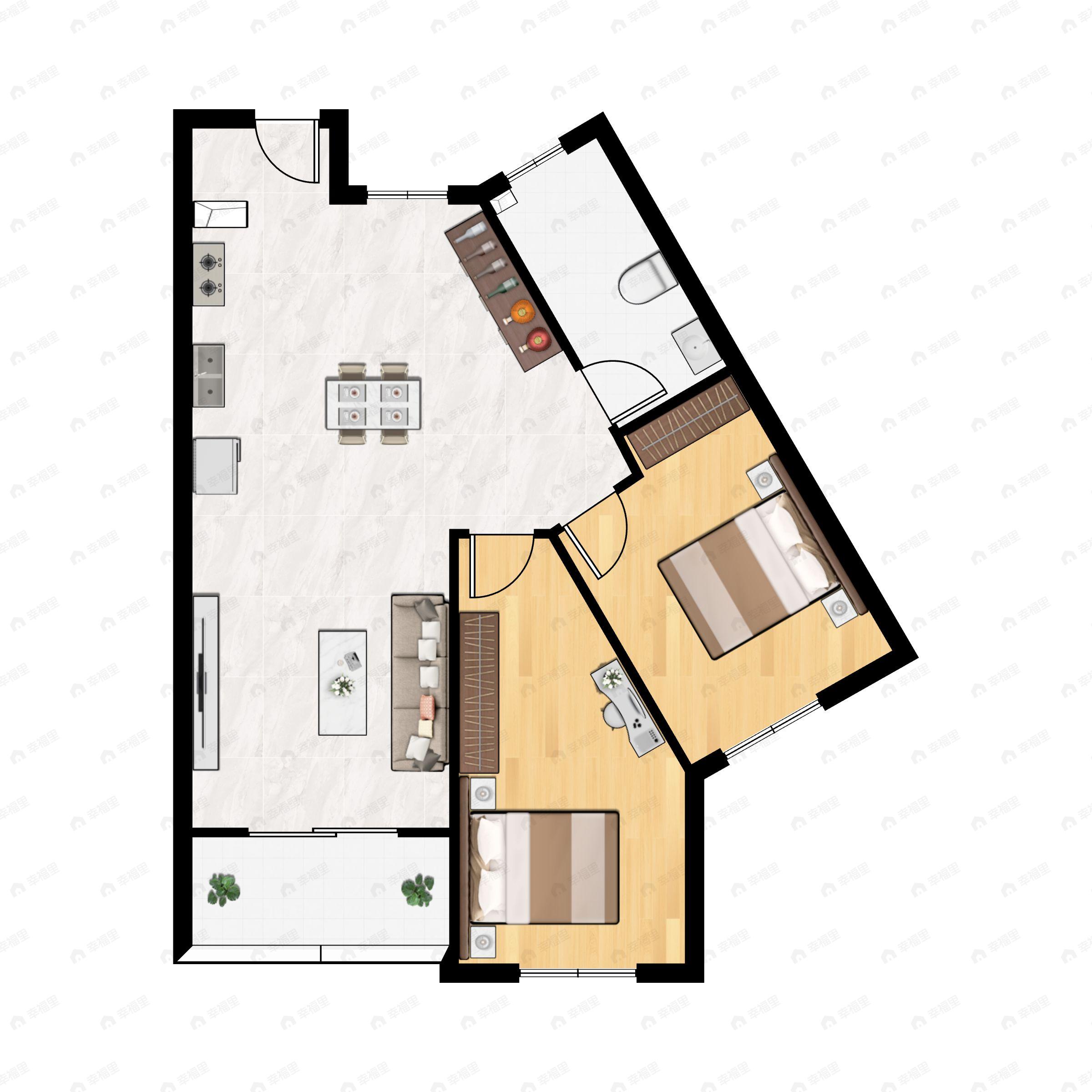 古龙山语听溪2室2厅1卫户型图