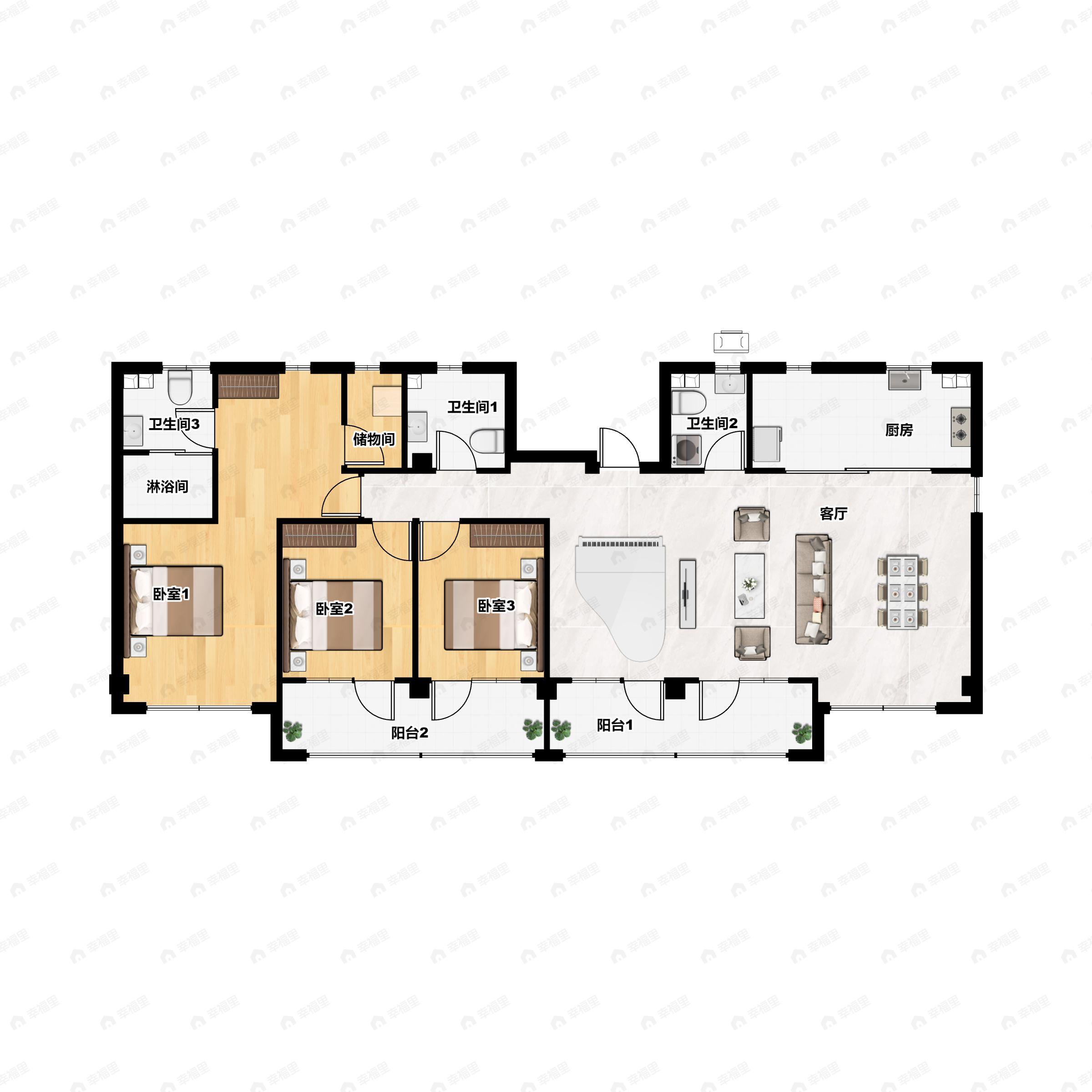 4室2厅3卫建面169平户型图