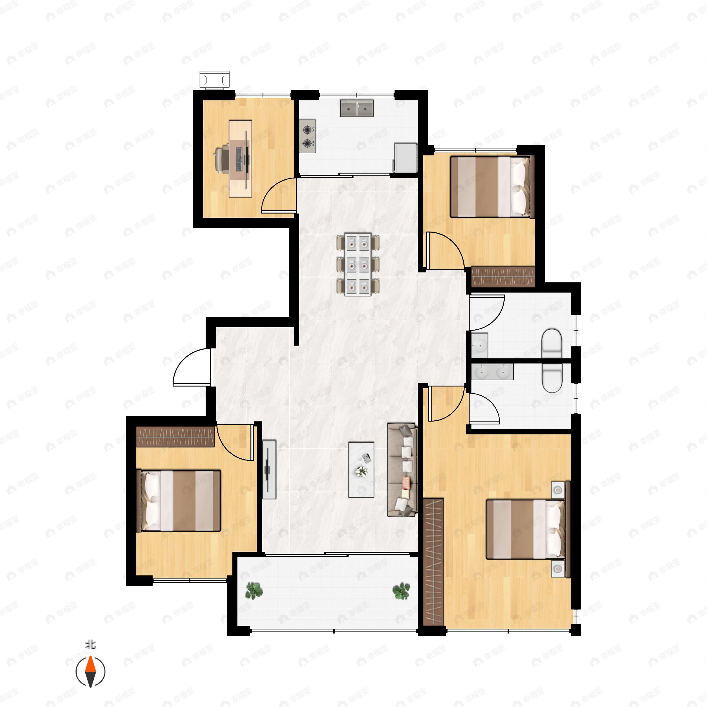 华侨城欢乐天地一期4室2厅2卫户型图