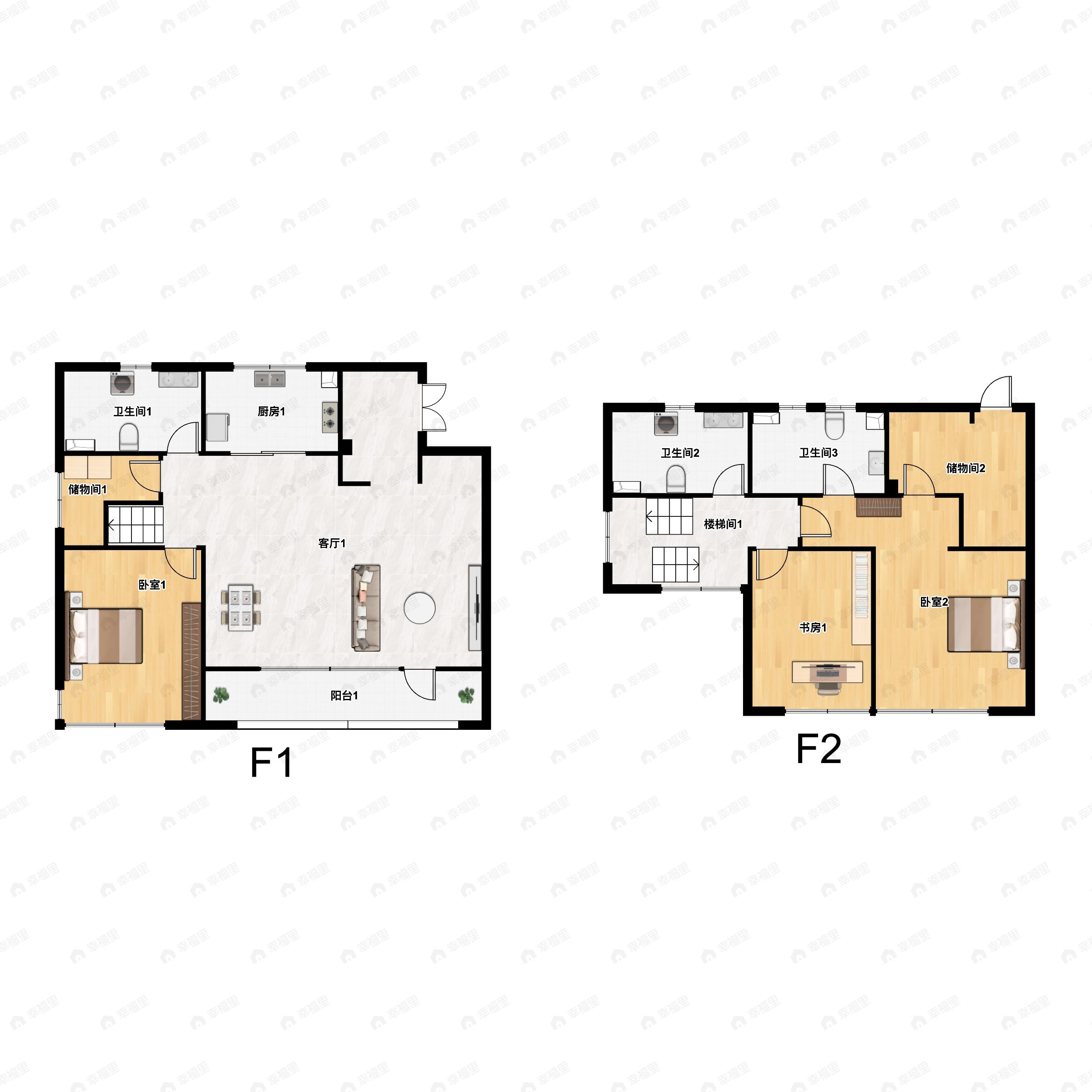 3室2厅3卫建面195平南户型图