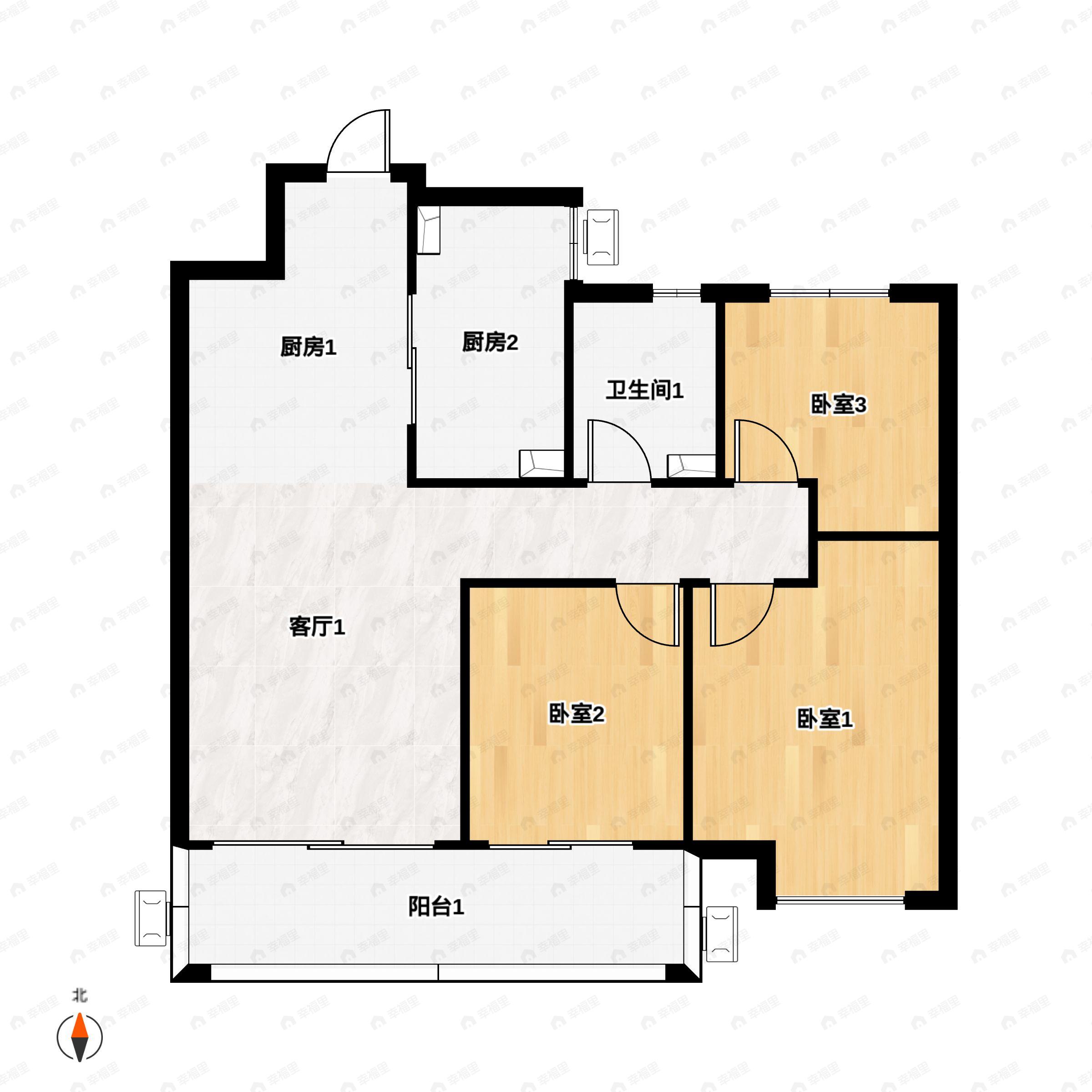 3室2厅1卫建面99平户型图