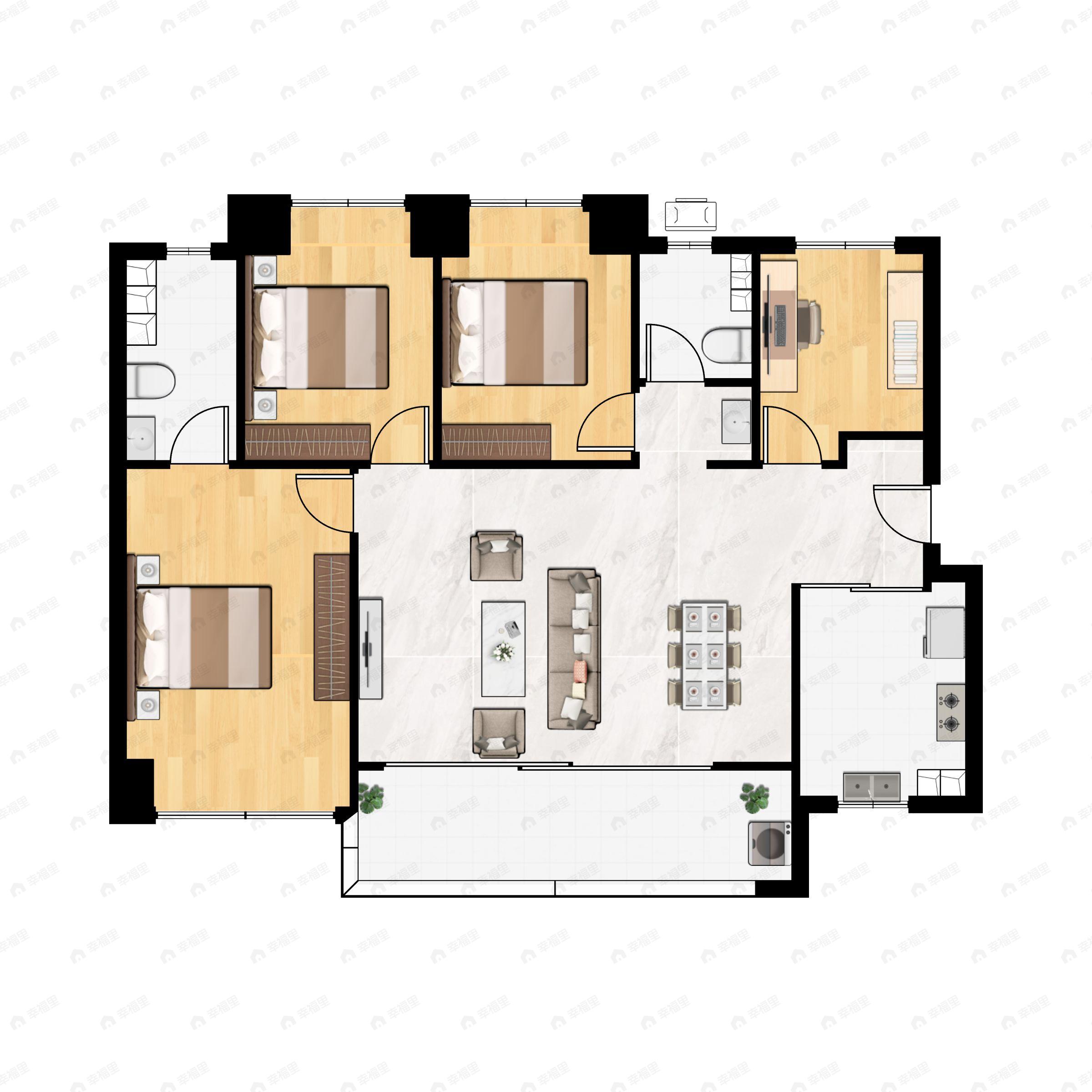4室2厅2卫建面129平户型图