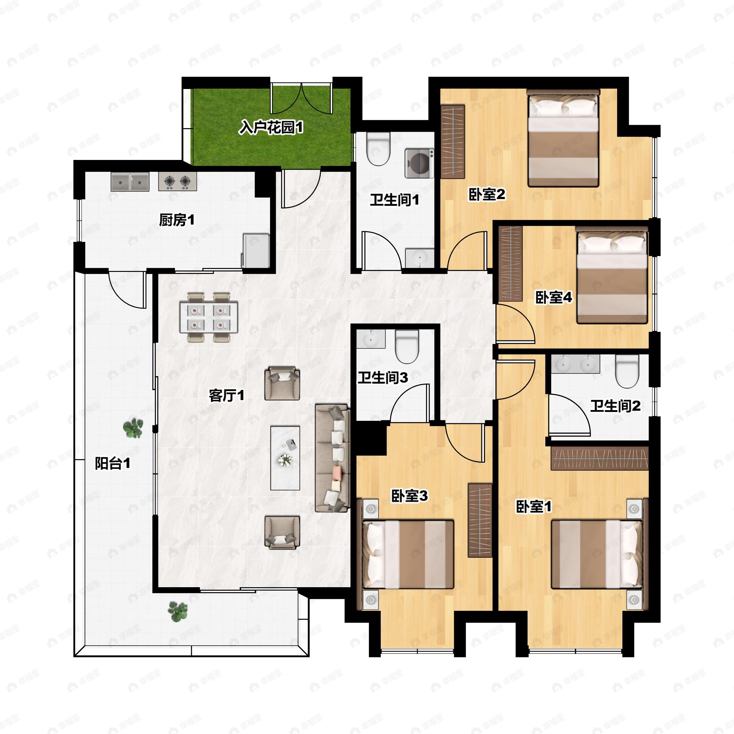 融城昆明湖4室2厅3卫户型图