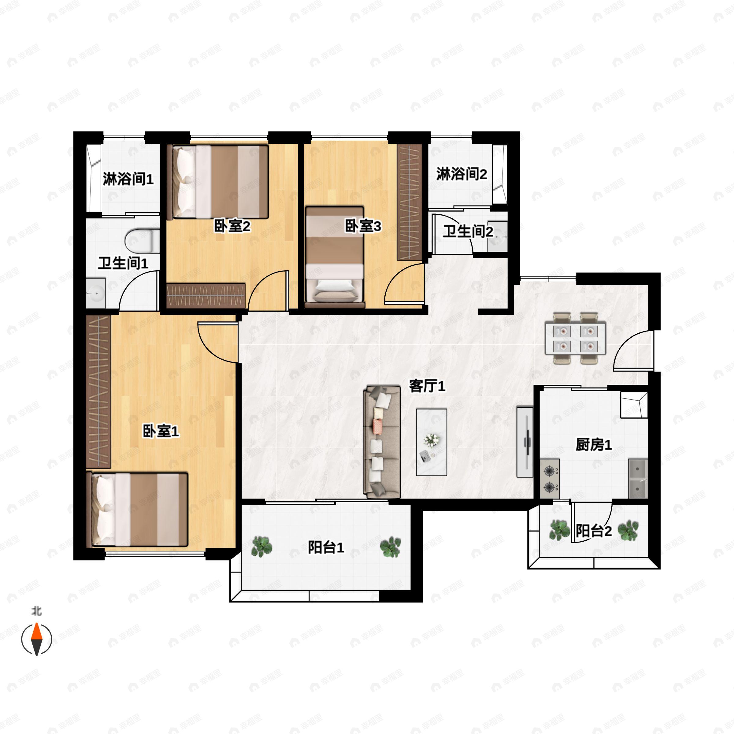 美林湖4室2厅2卫户型图