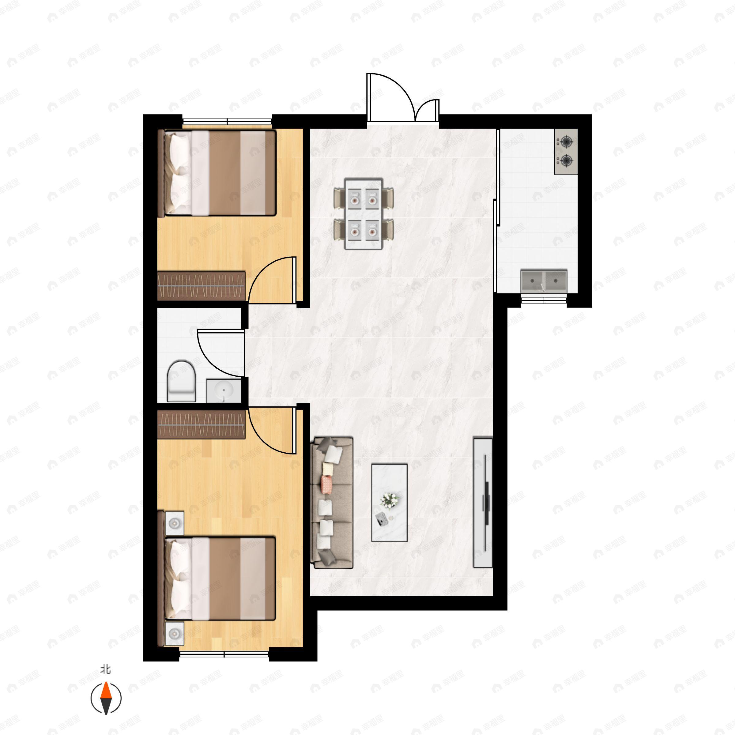 2室2厅1卫建面97平户型图