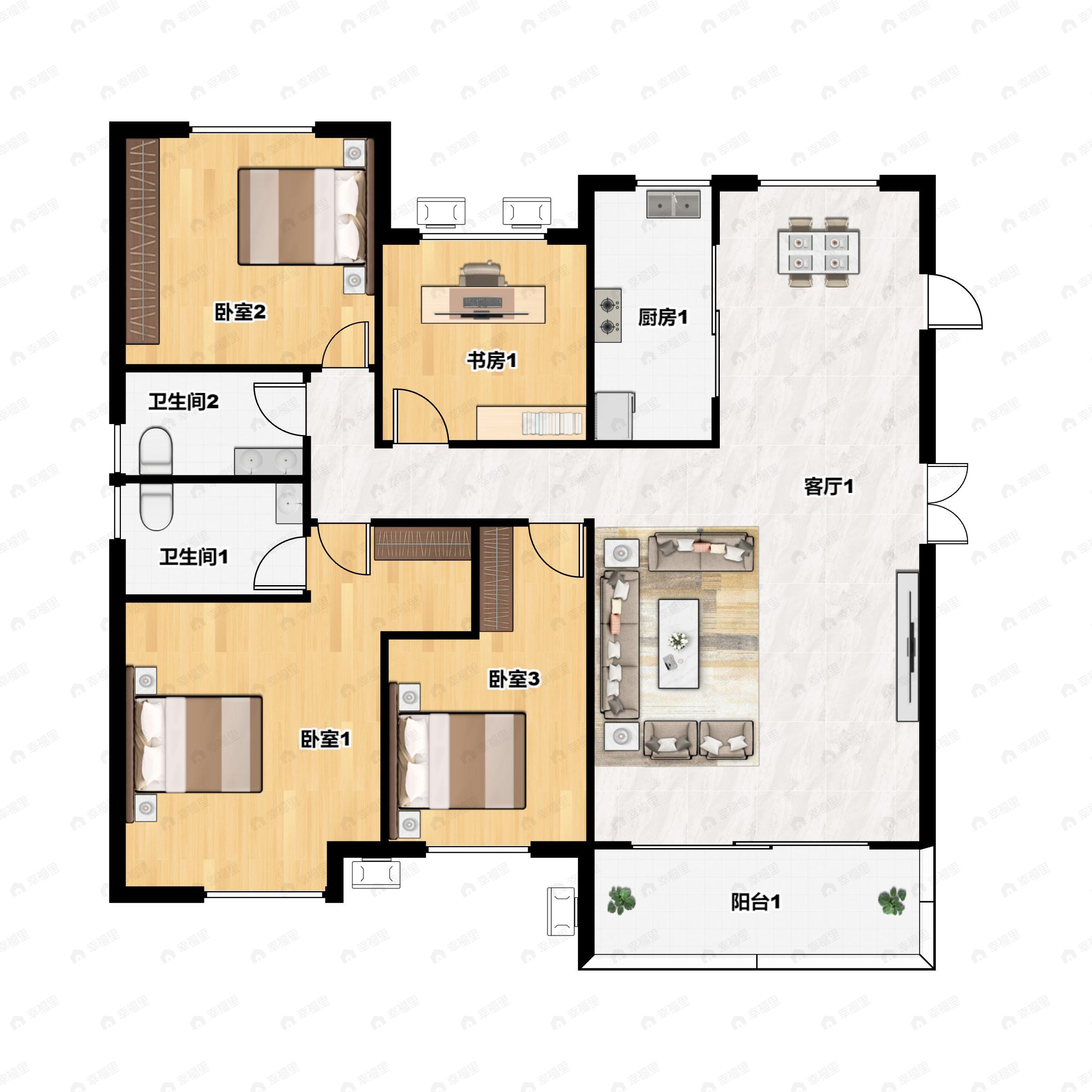 中俊天玺4室2厅2卫户型图