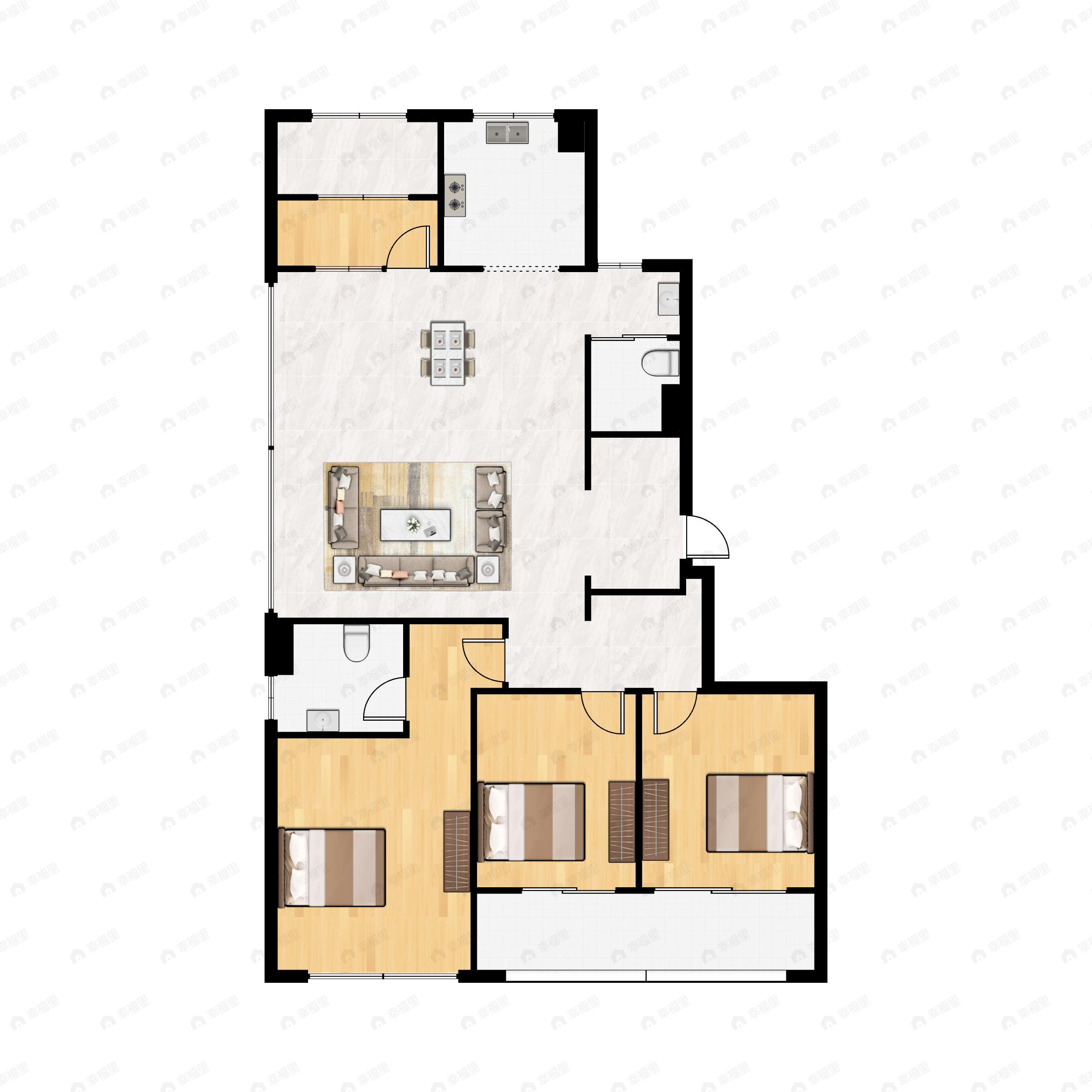 4室2厅2卫建面141平南户型图