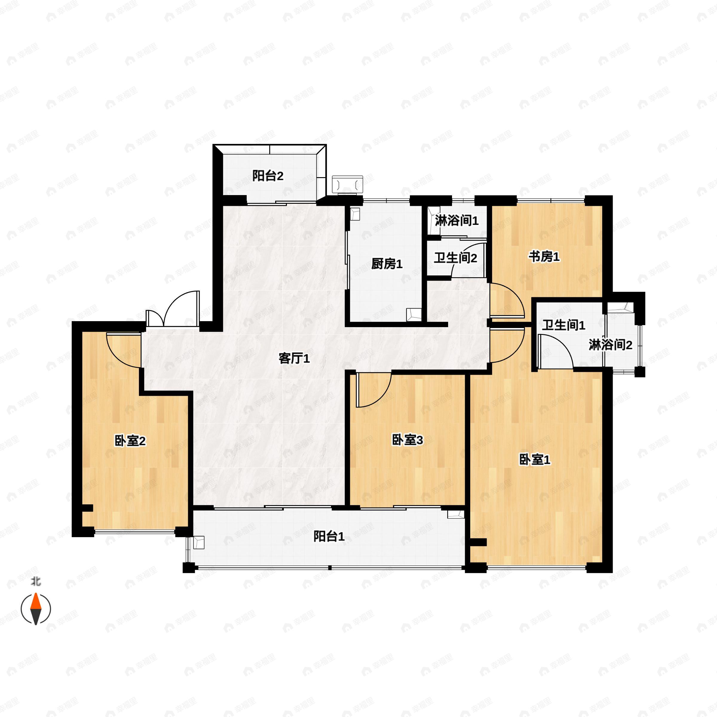4室2厅2卫建面142平户型图