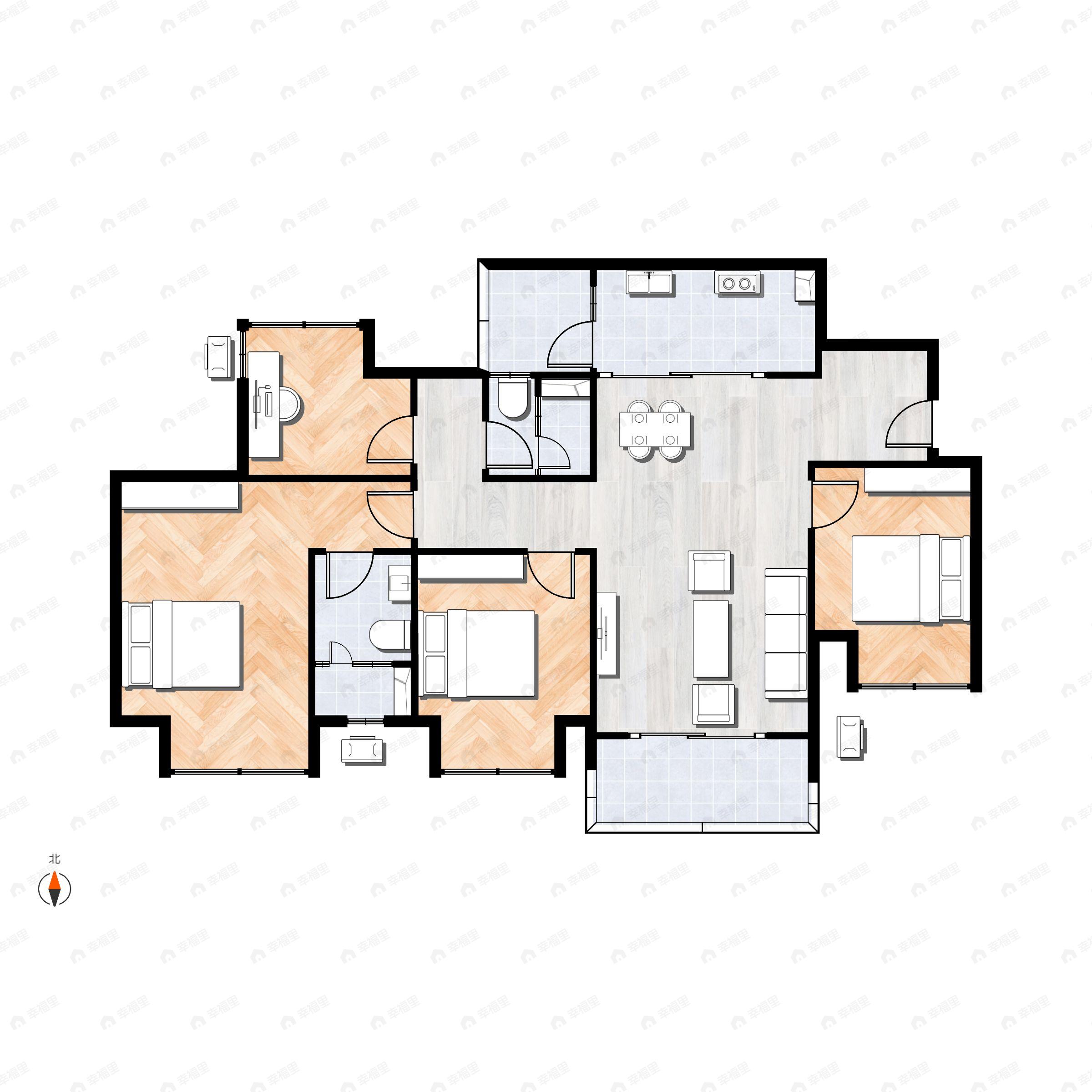 4室2厅2卫建面99平户型图