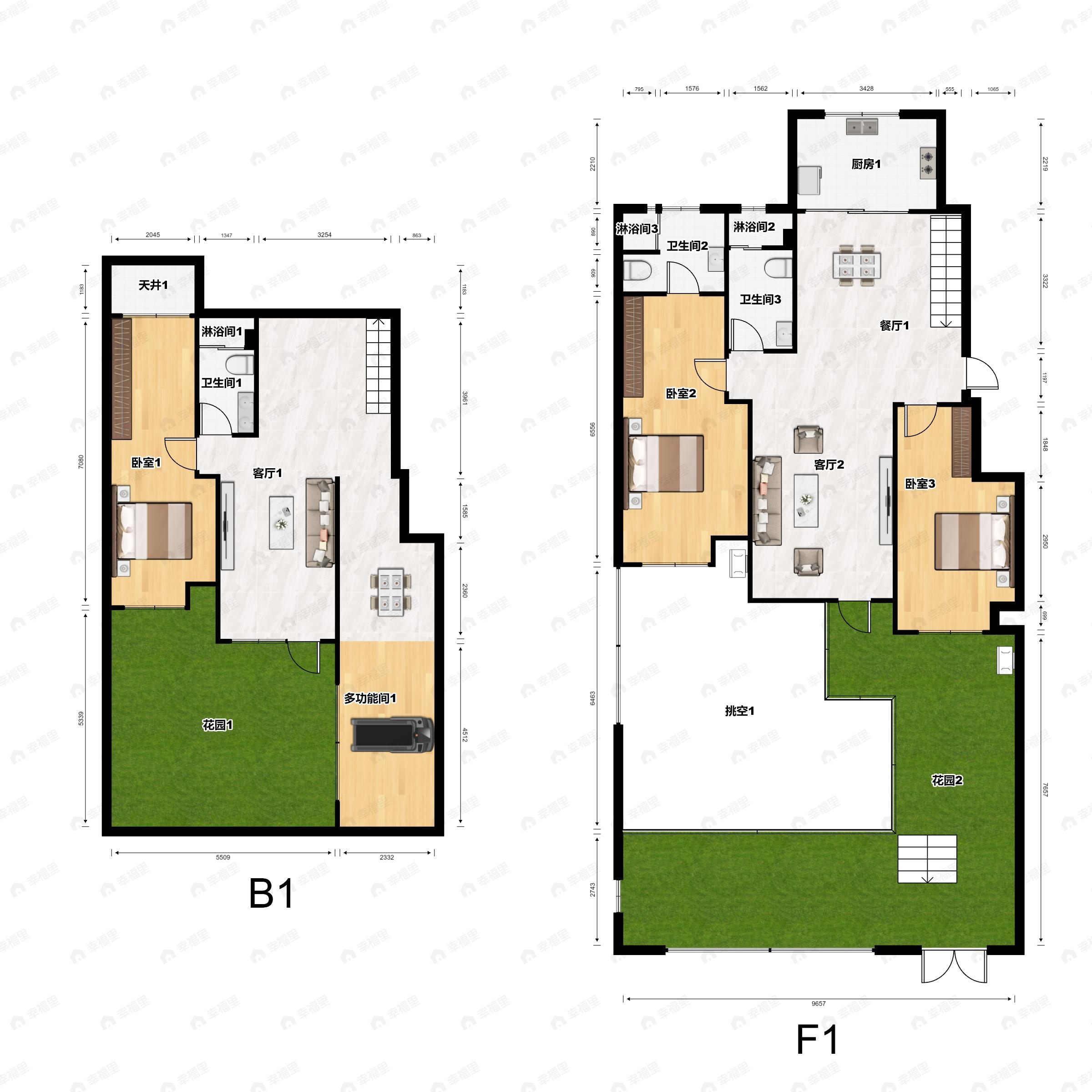2室2厅2卫建面115平户型图