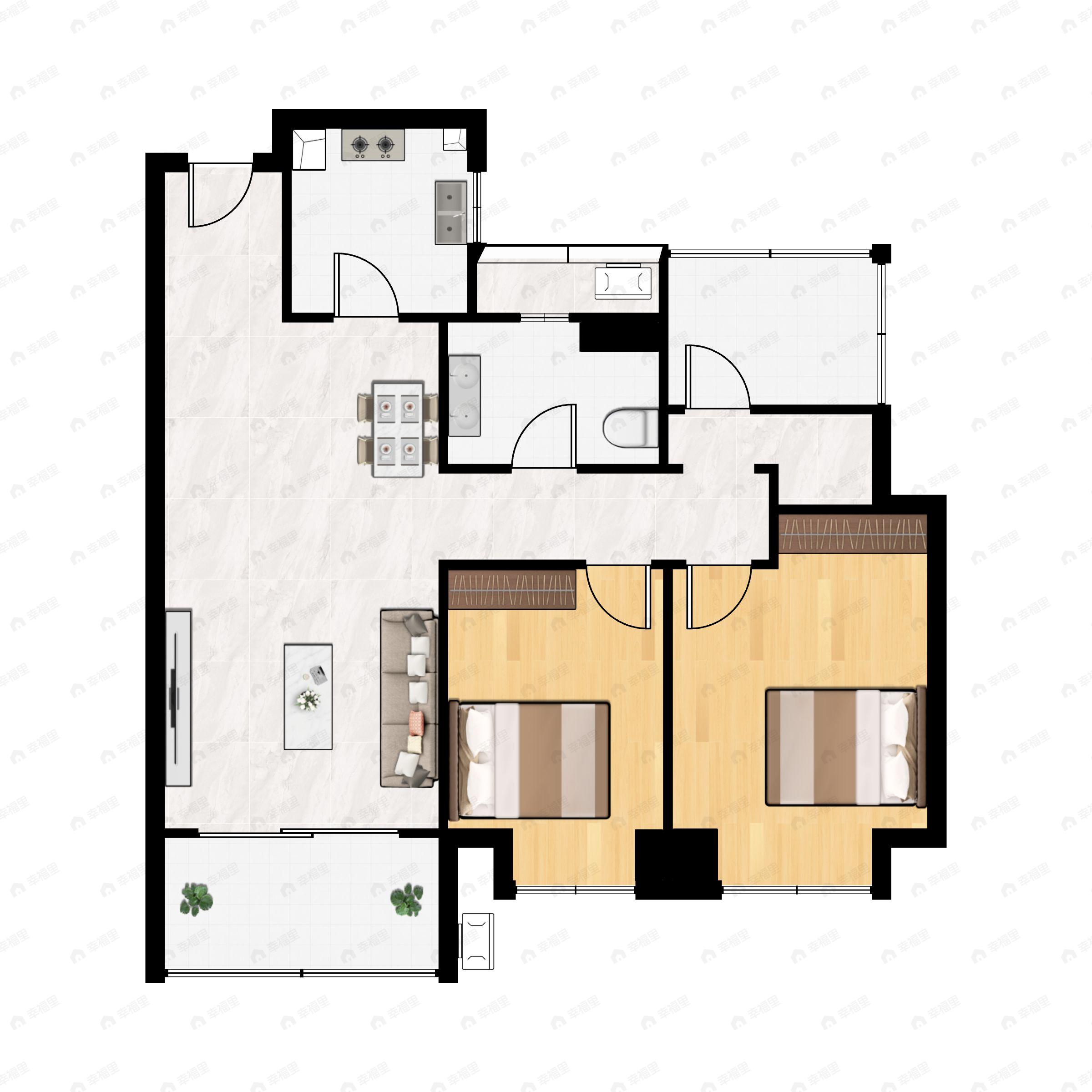 3室2厅1卫建面88平户型图