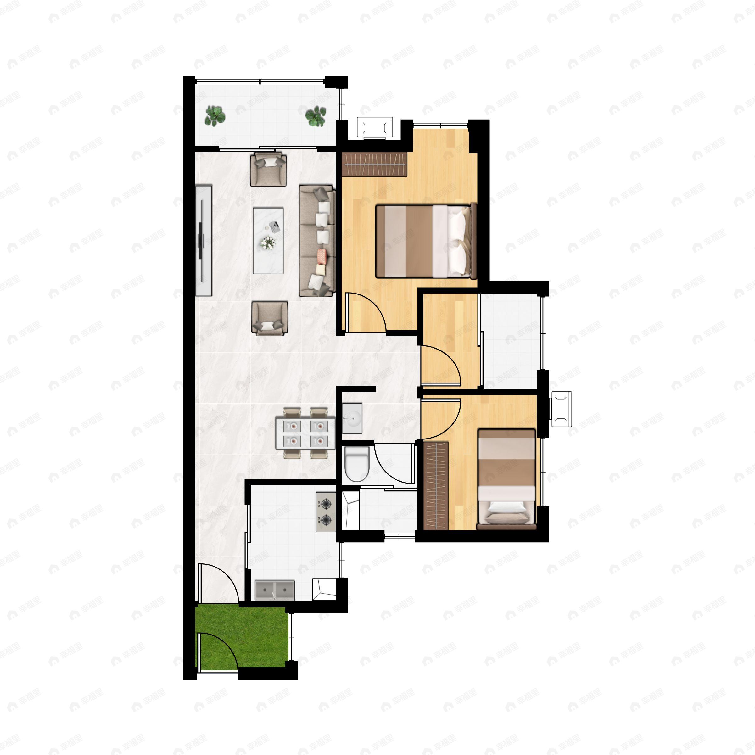 3室2厅1卫建面79平户型图