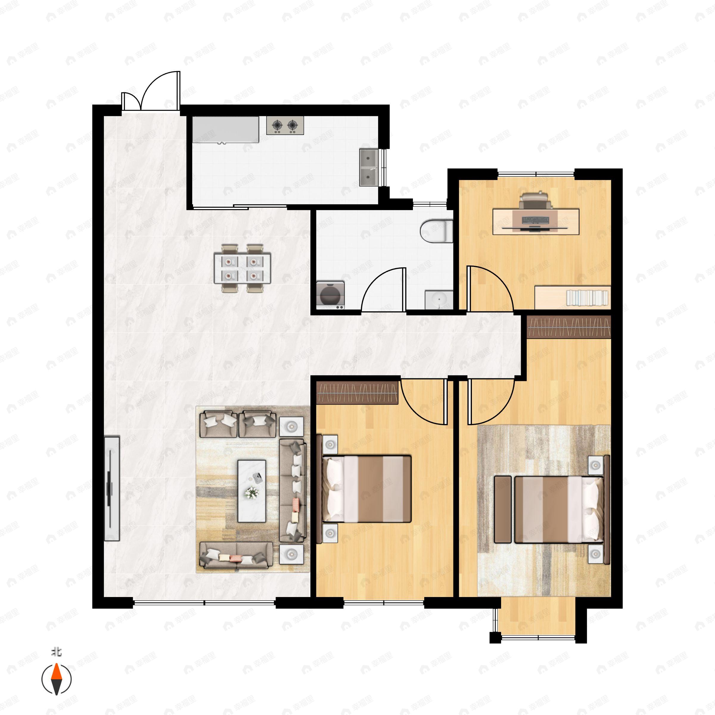 万枫美利山3室2厅1卫户型图