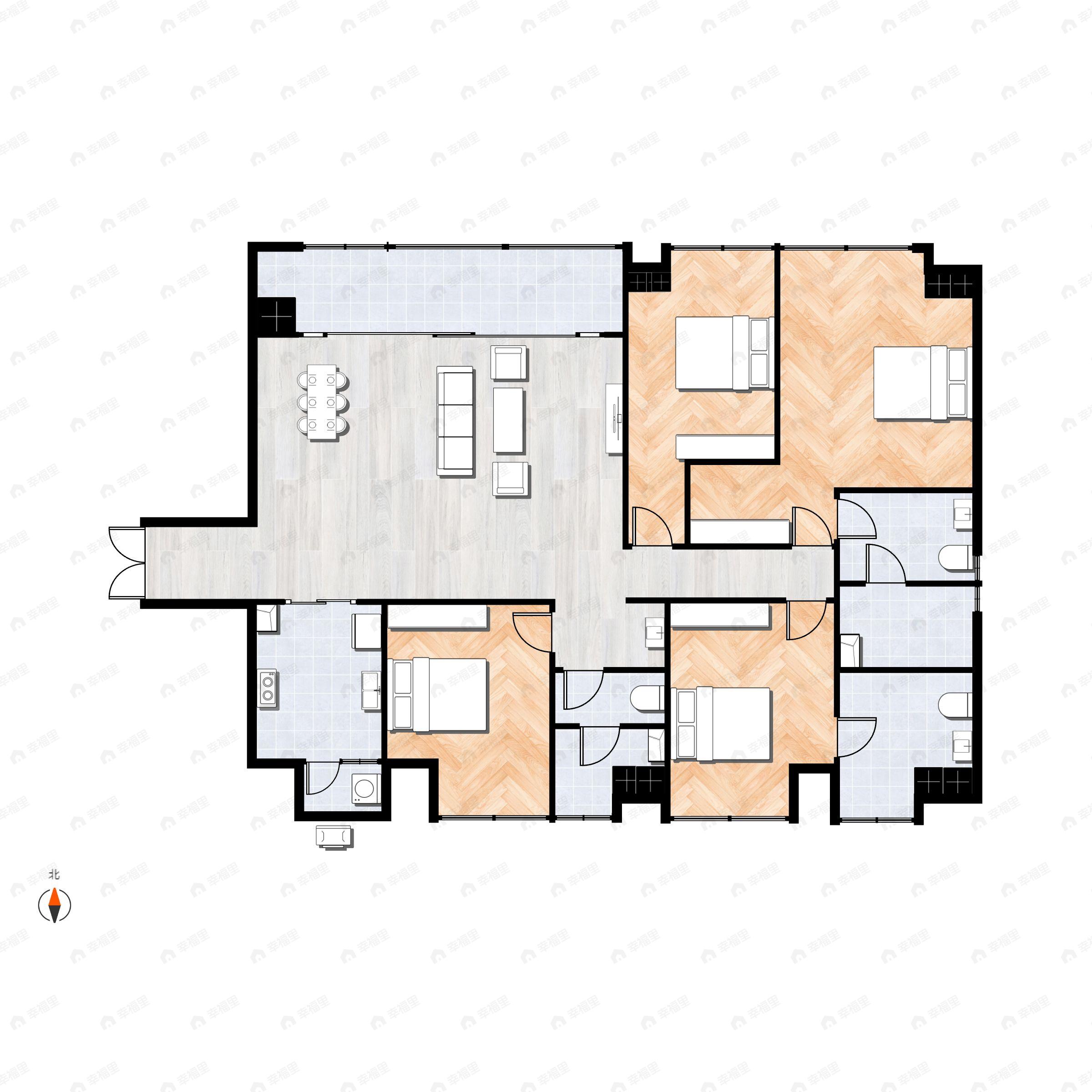 4室2厅3卫建面178平户型图