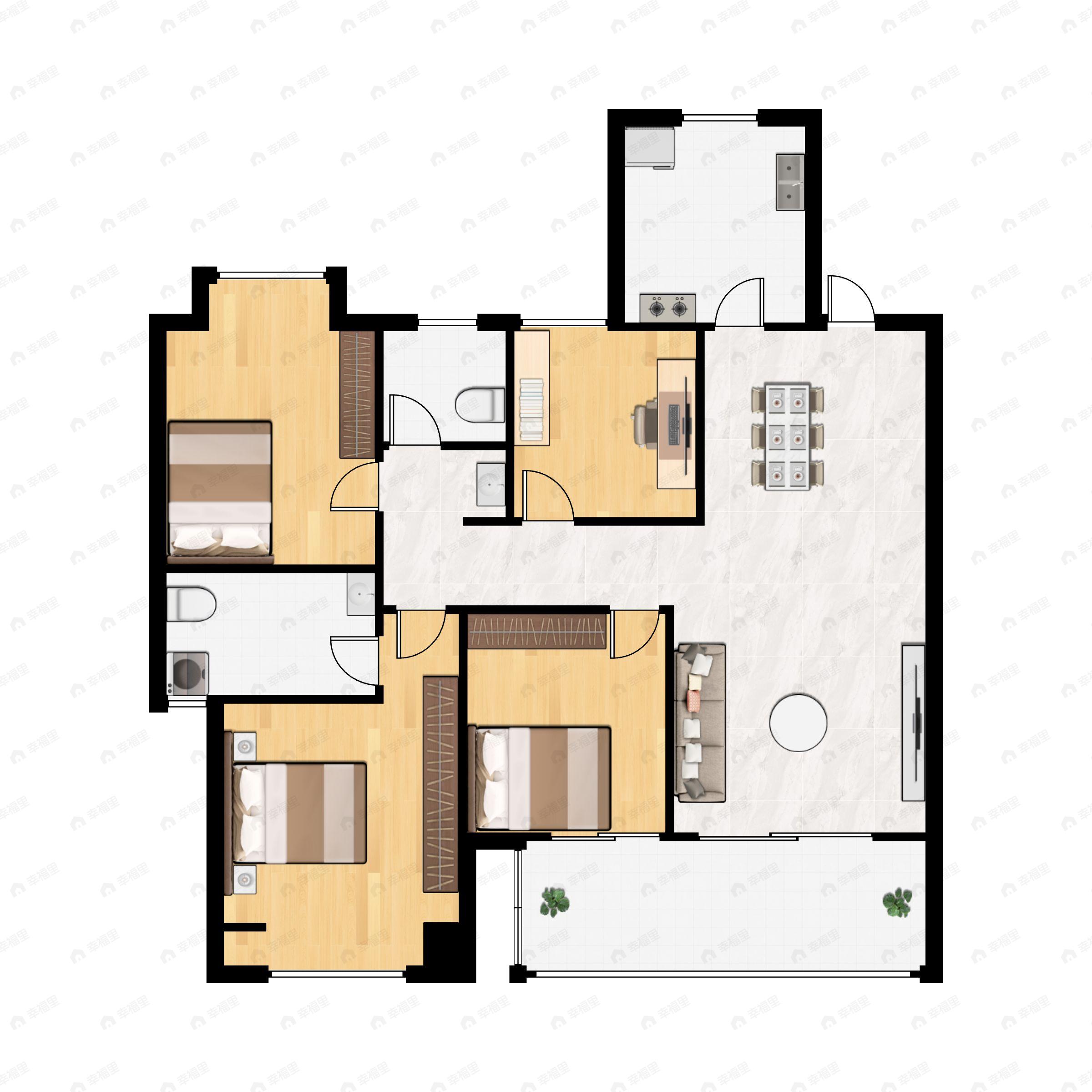 4室2厅2卫建面129平户型图