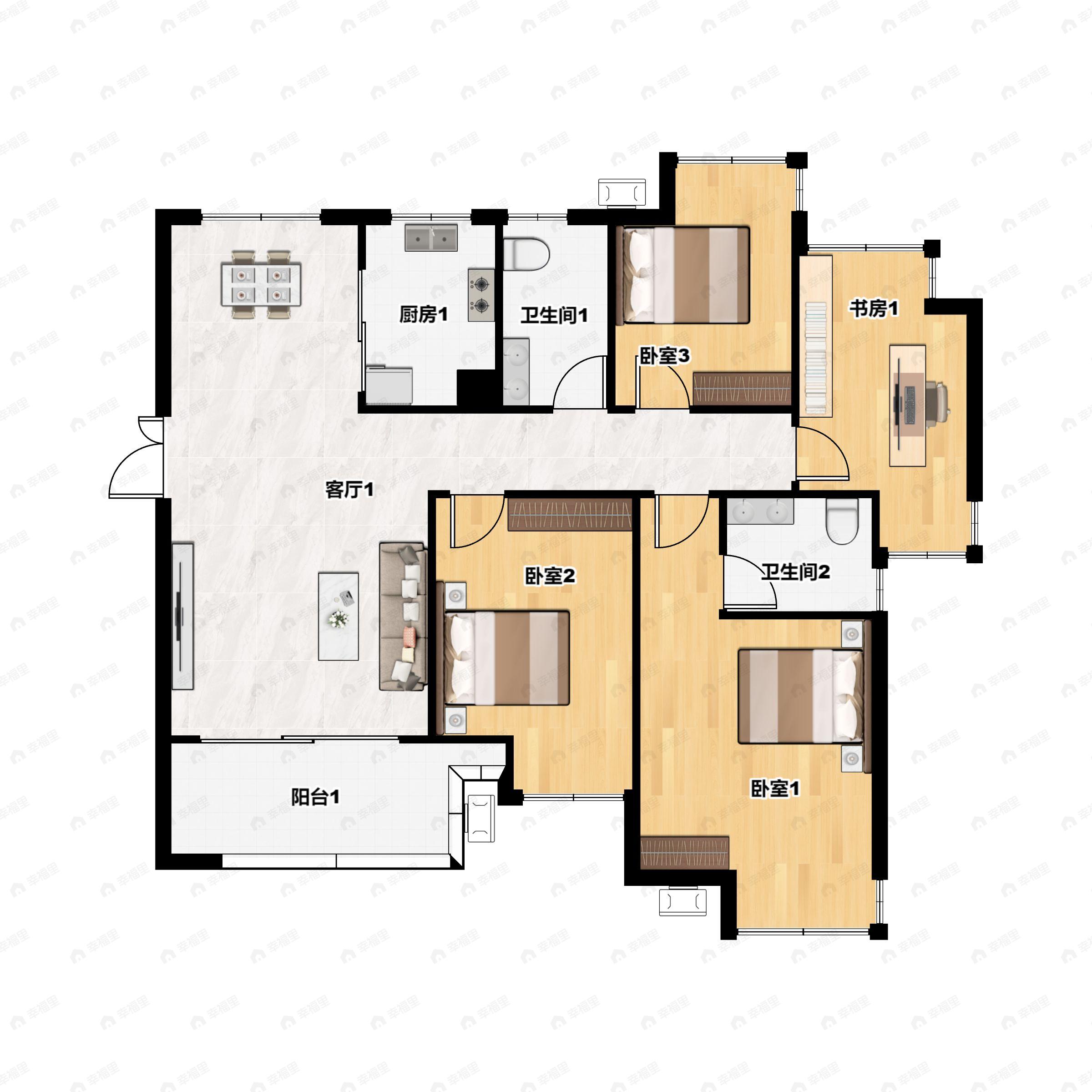 东方君庭4室2厅2卫户型图