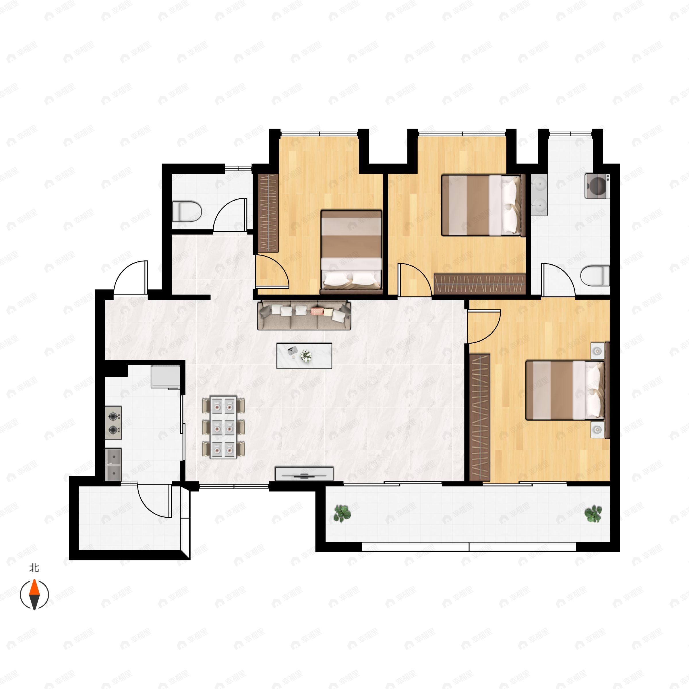 北京城建龙樾生态城3室2厅2卫户型图