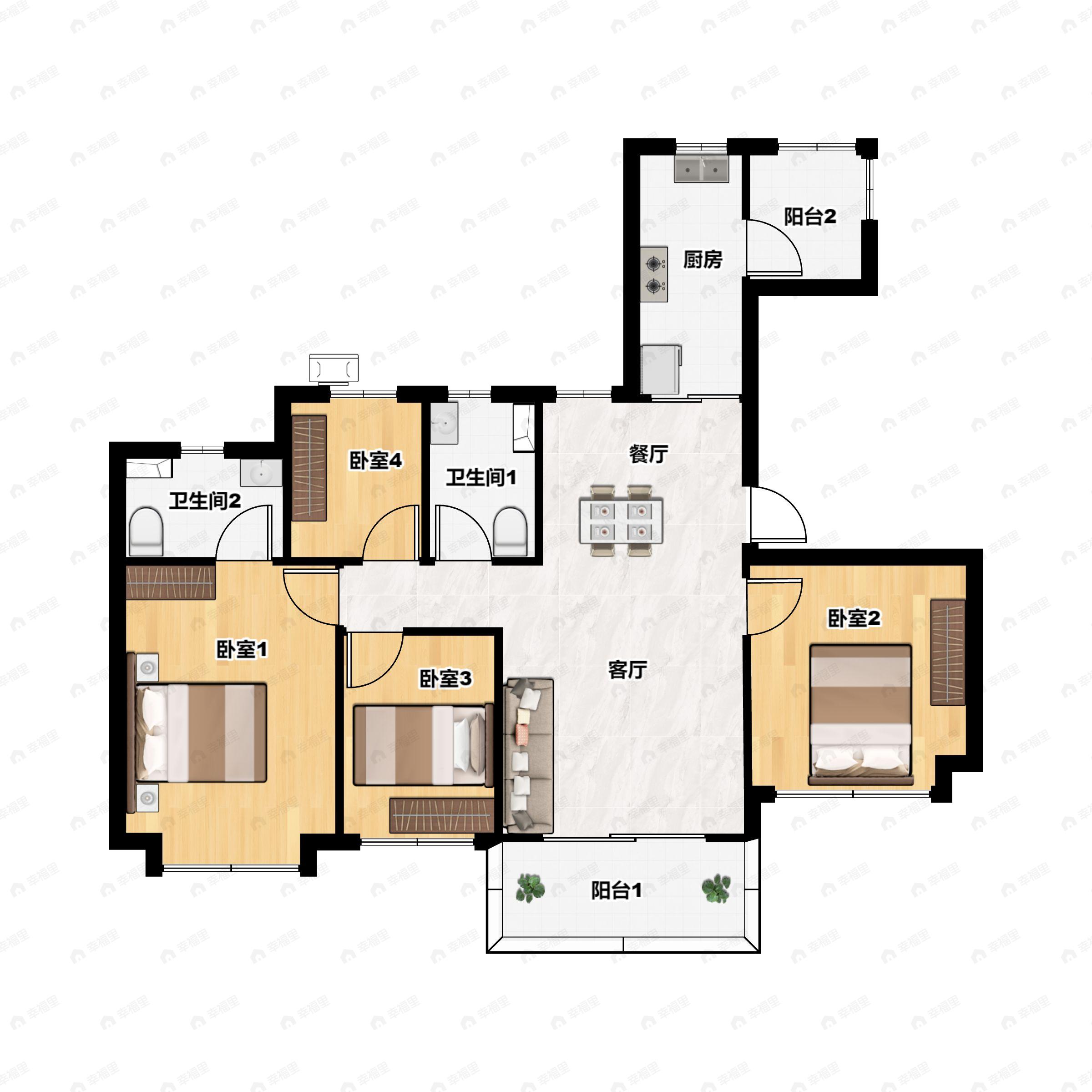 恒大上和府4室2厅2卫户型图