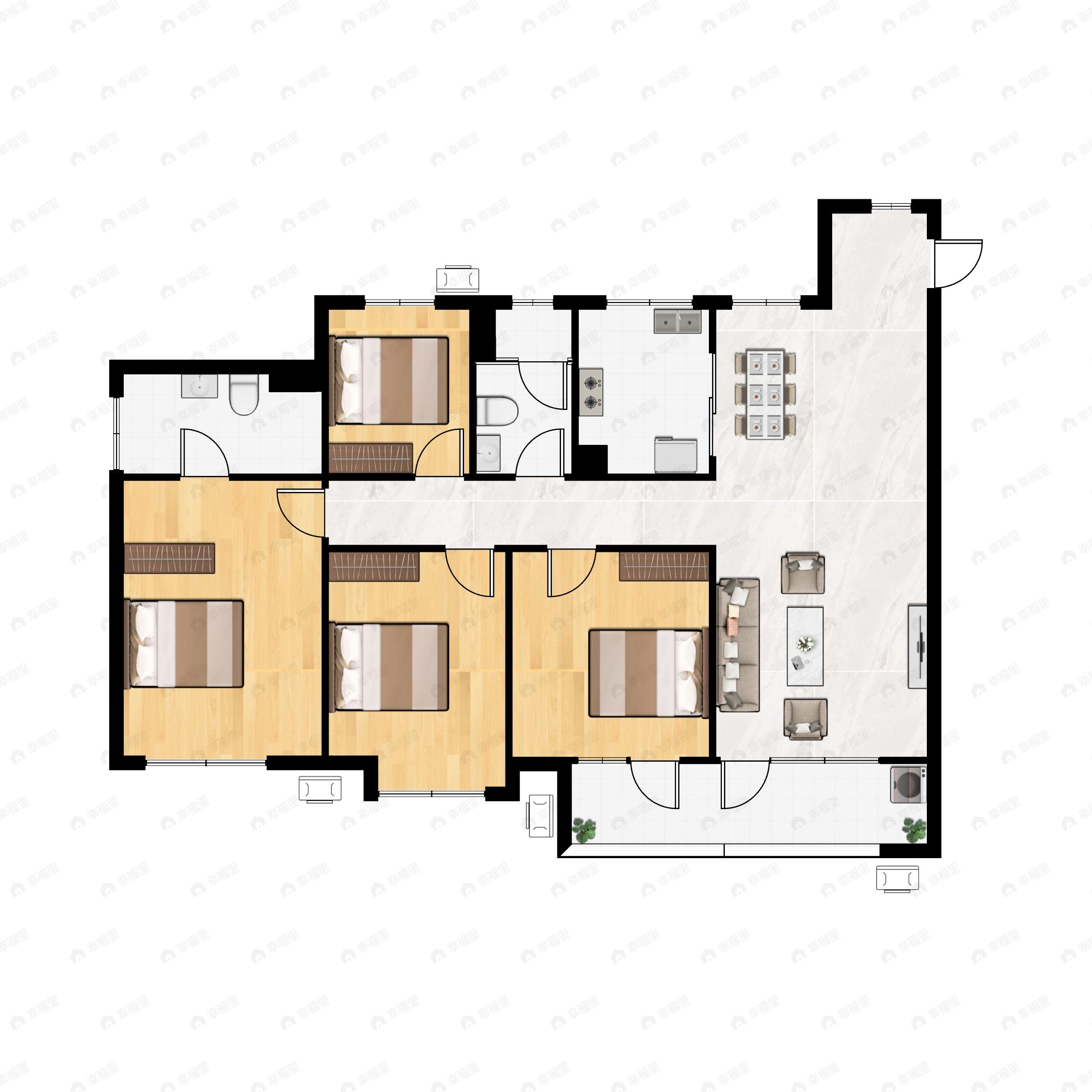 4室2厅2卫建面142平户型图