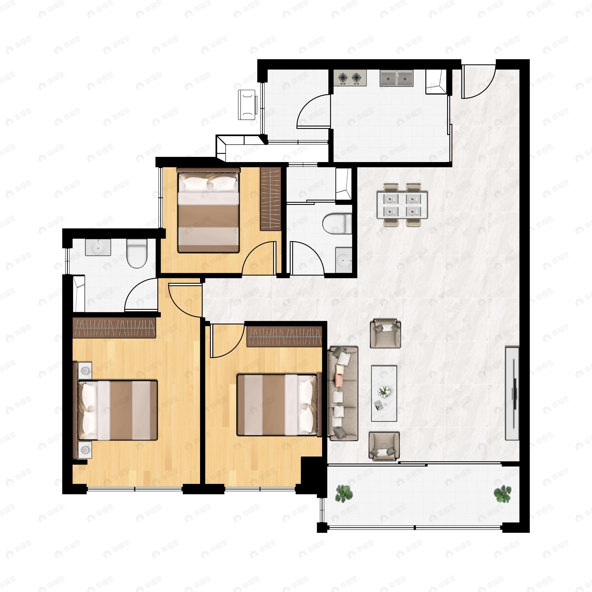 中海天府里3室2厅2卫户型图