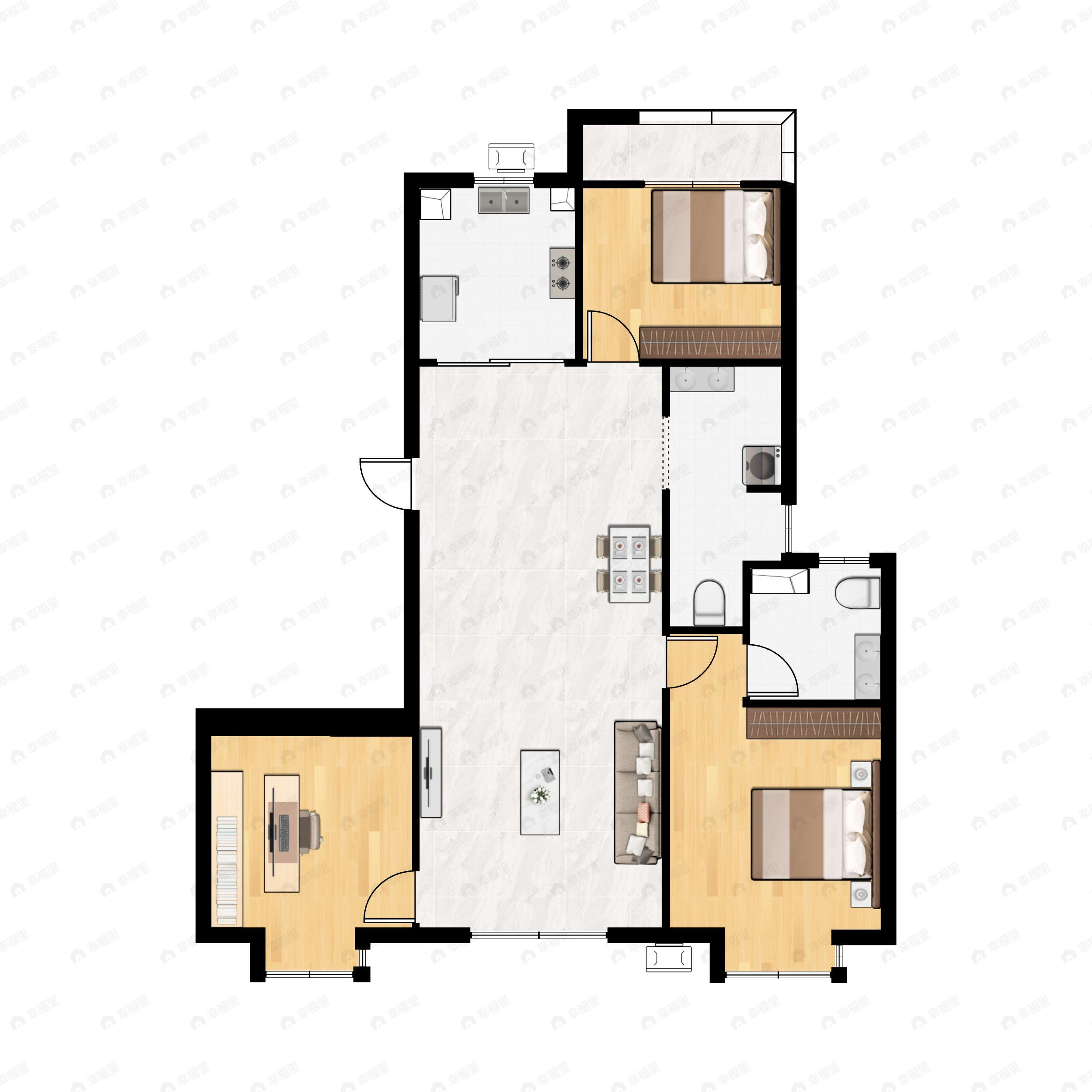 3室2厅2卫建面110平户型图