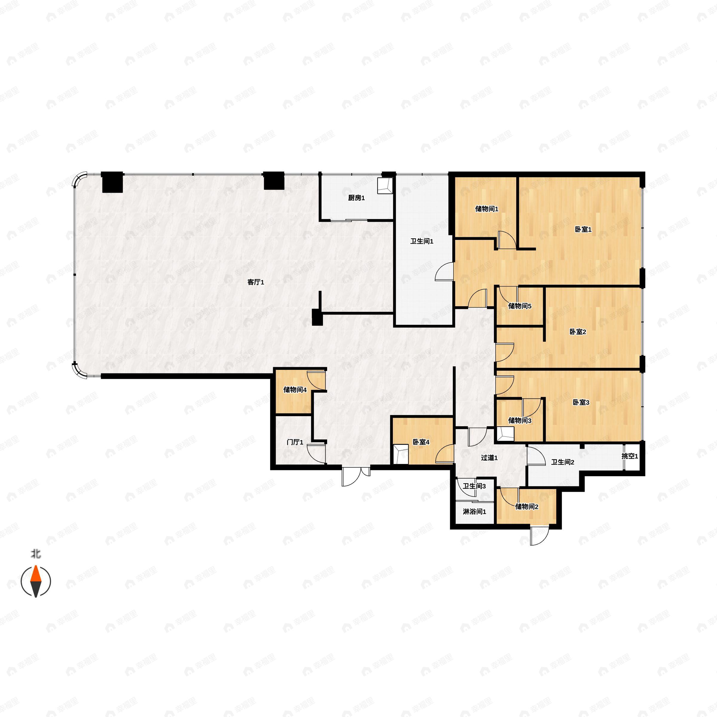 4室2厅3卫建面320平南户型图