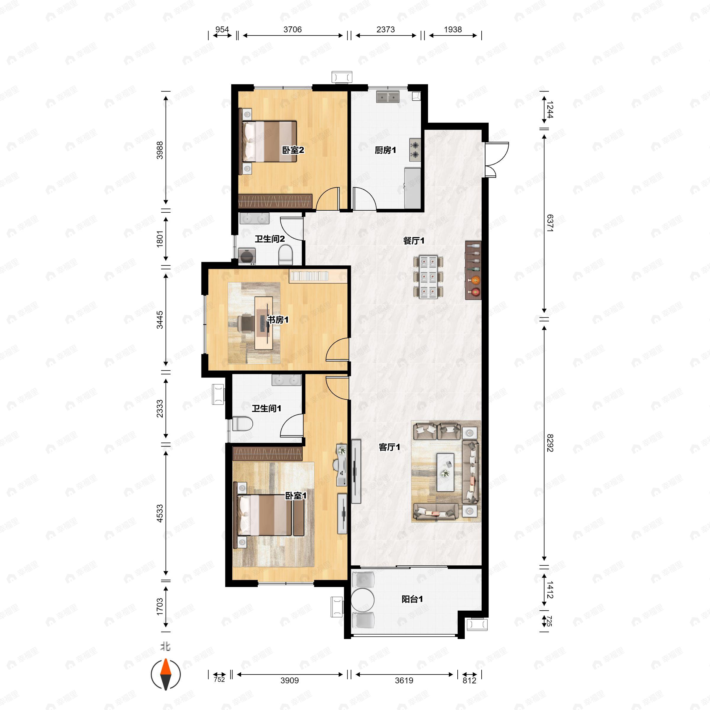 中铁琉森水岸3室2厅2卫户型图