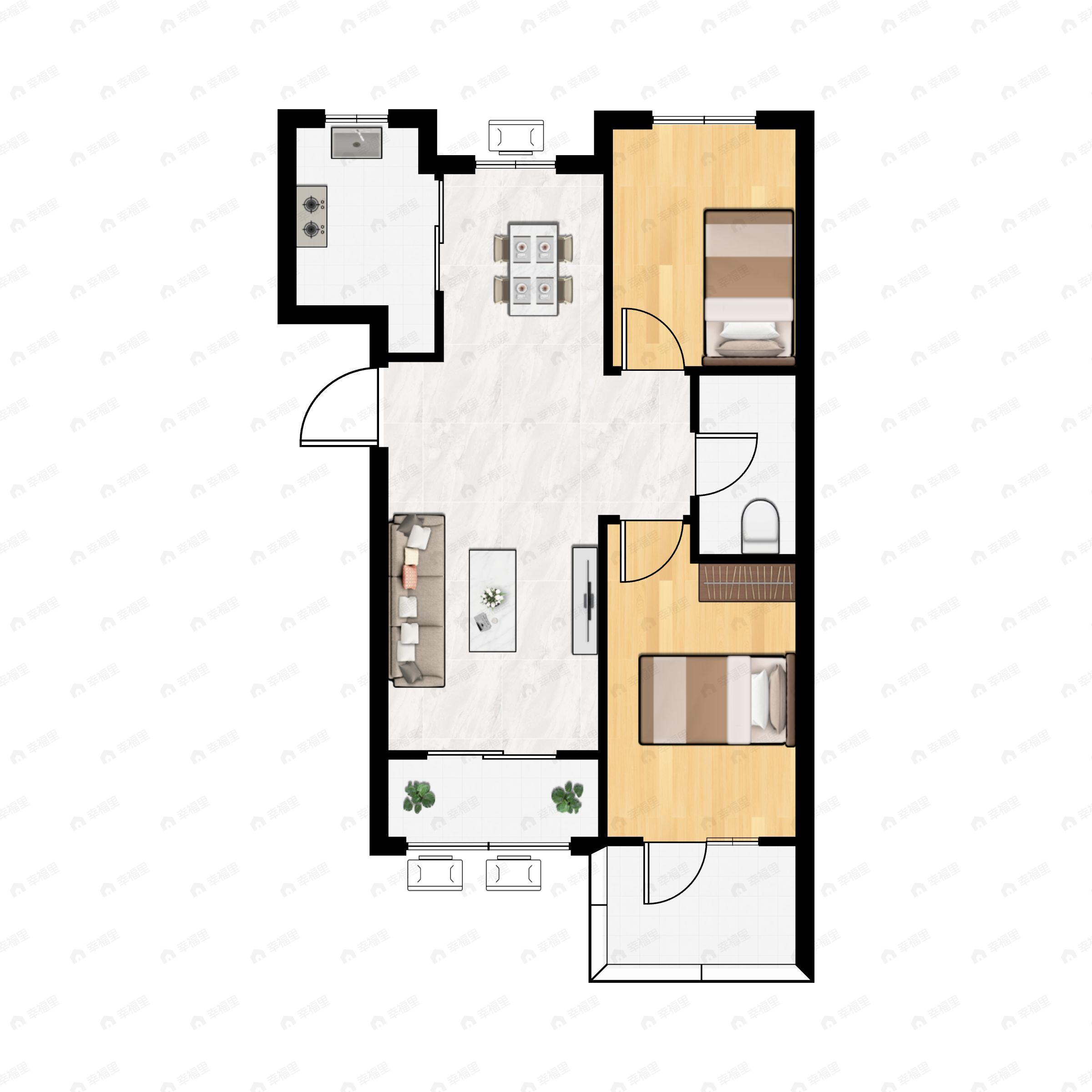 白石山居茂华园2室2厅1卫户型图