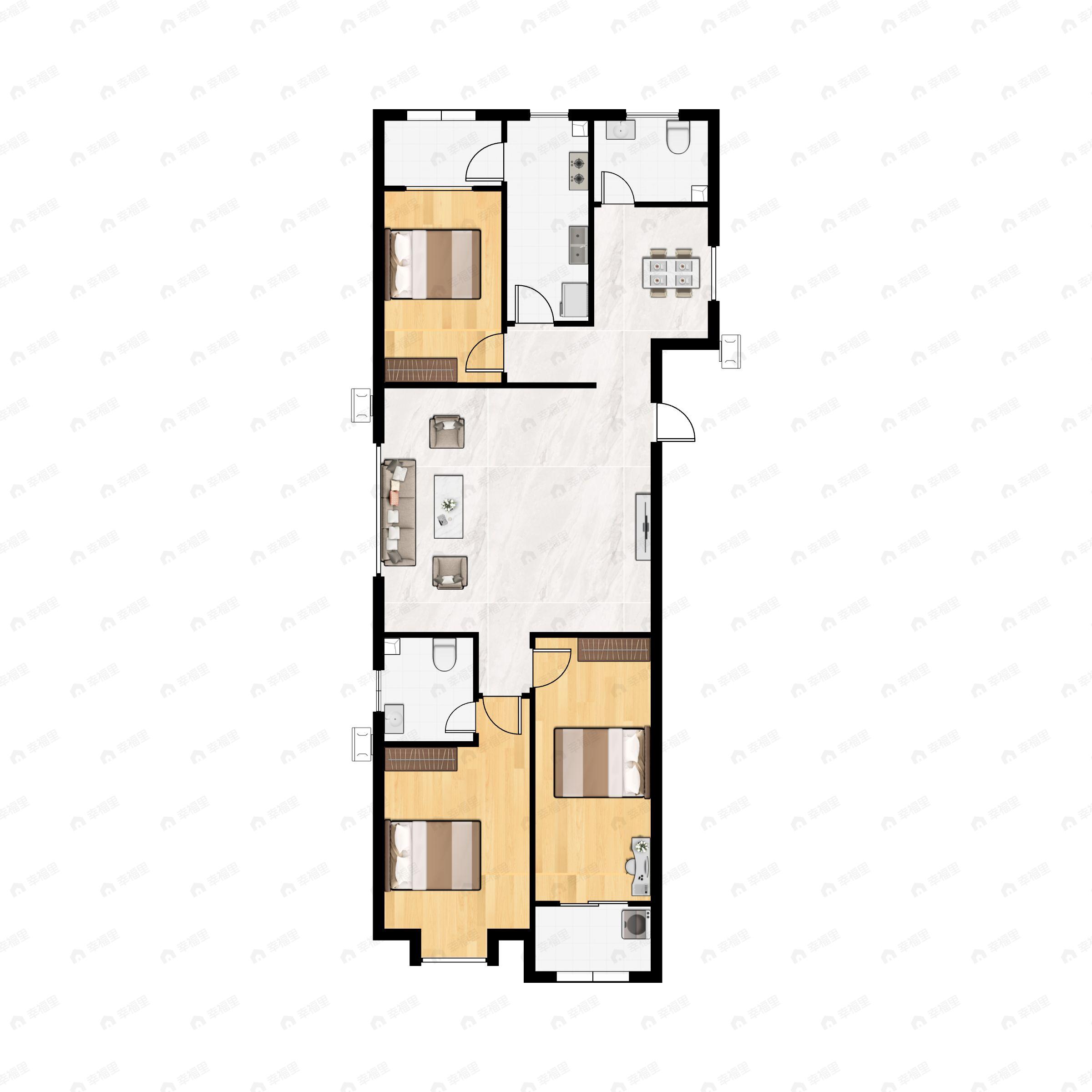 3室2厅2卫建面131平户型图