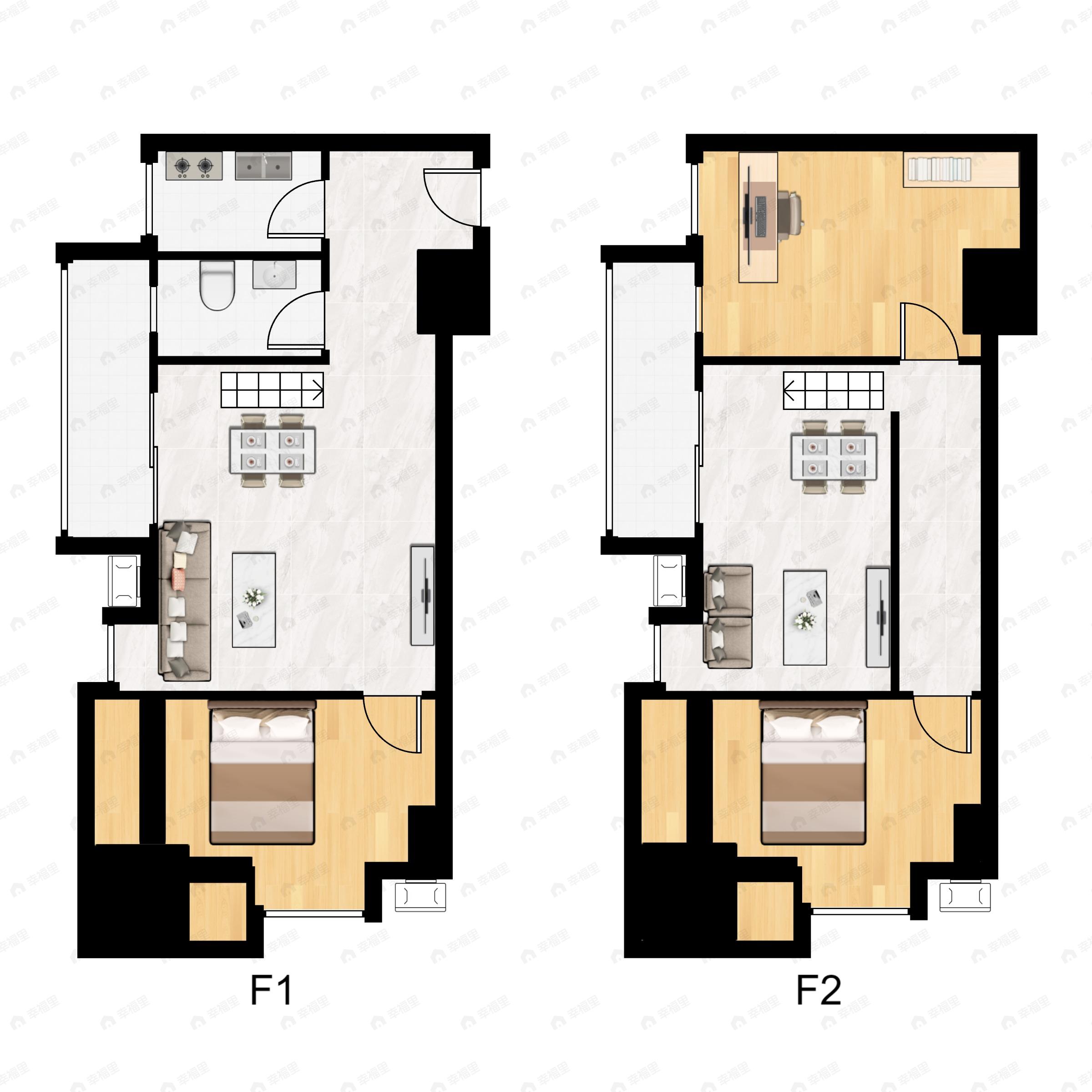 2室2厅1卫建面69平南户型图