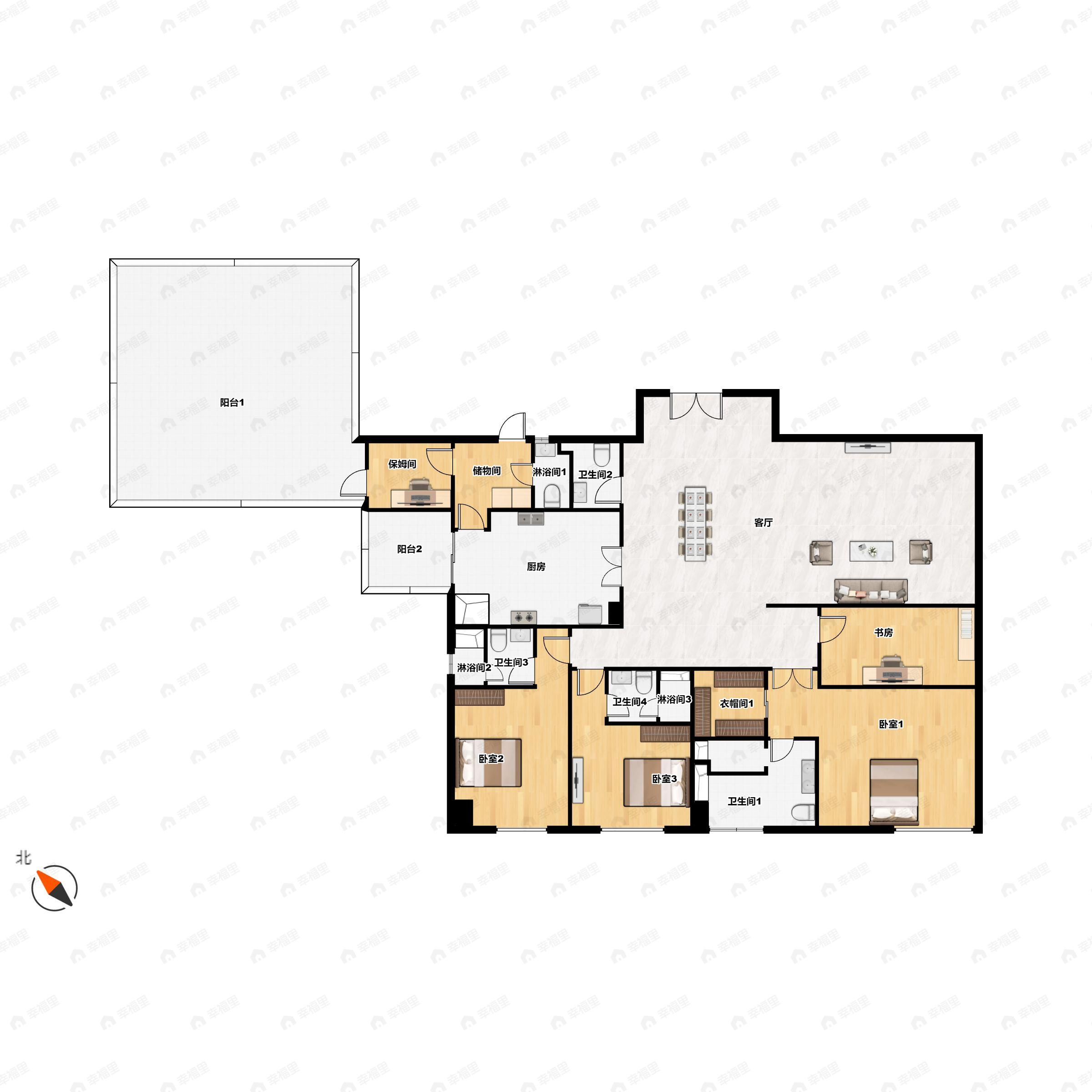 建华广场4室2厅3卫户型图