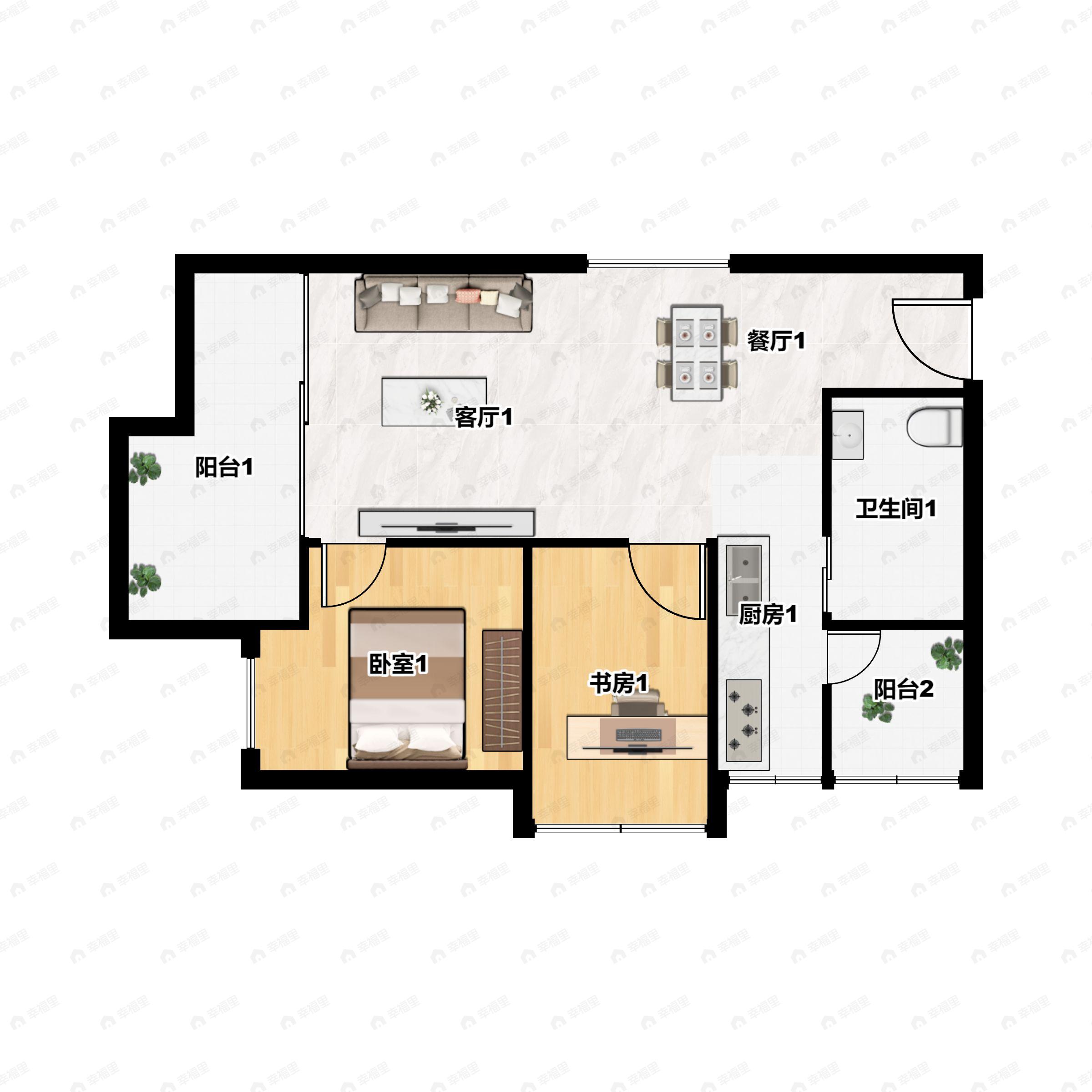 龙江太古城3室1厅1卫户型图