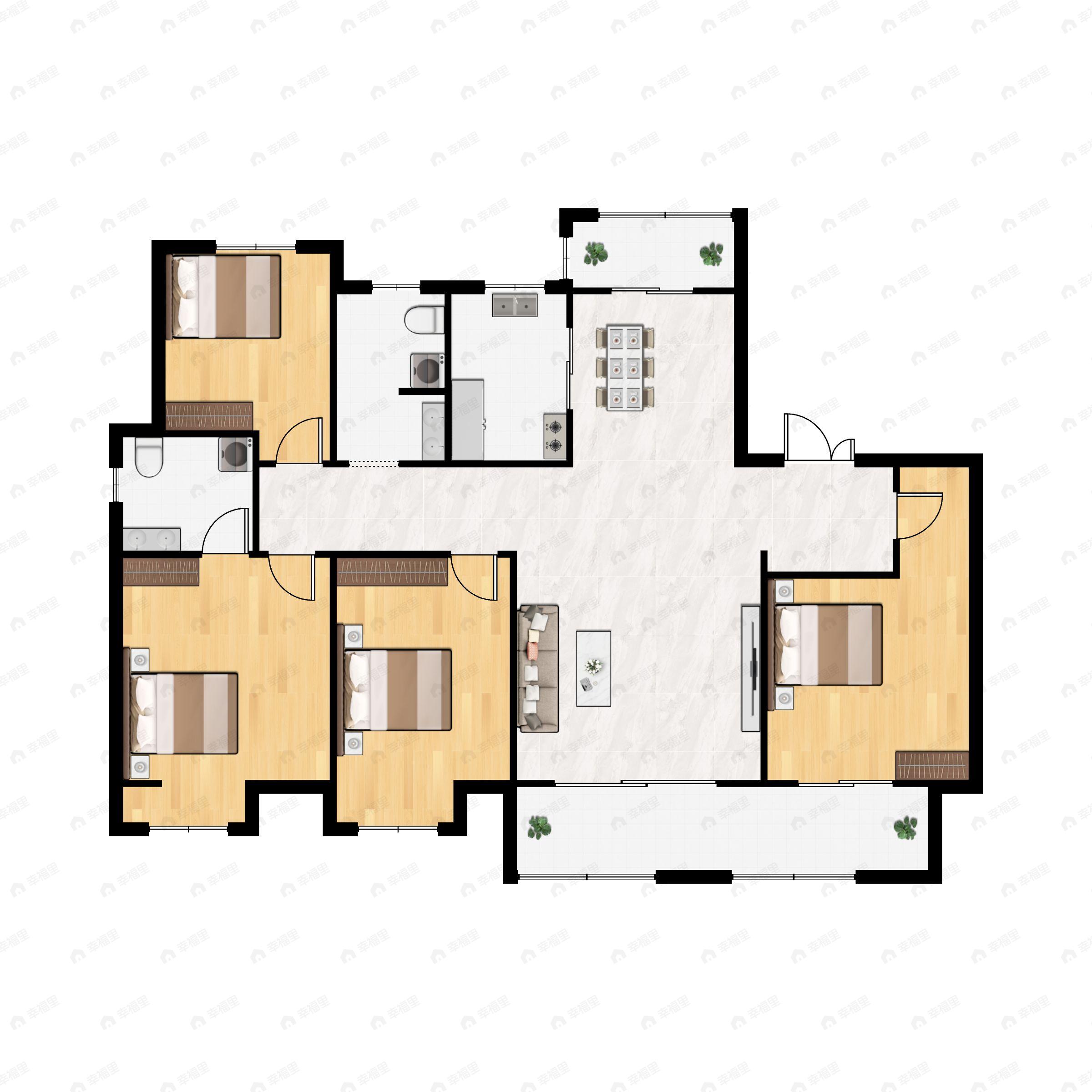 4室2厅2卫建面155平户型图