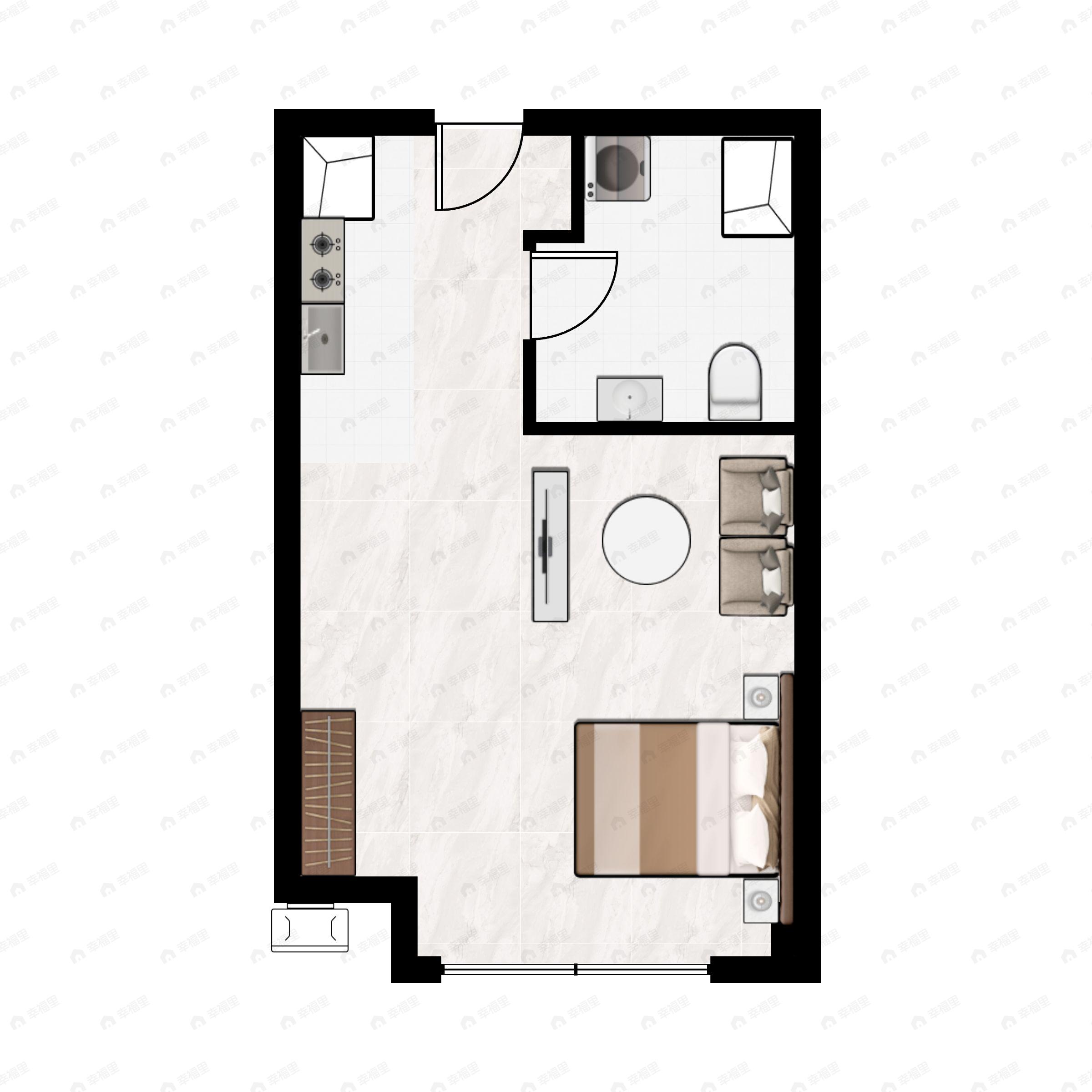 金地保利招商星光照澜1室1厅1卫户型图