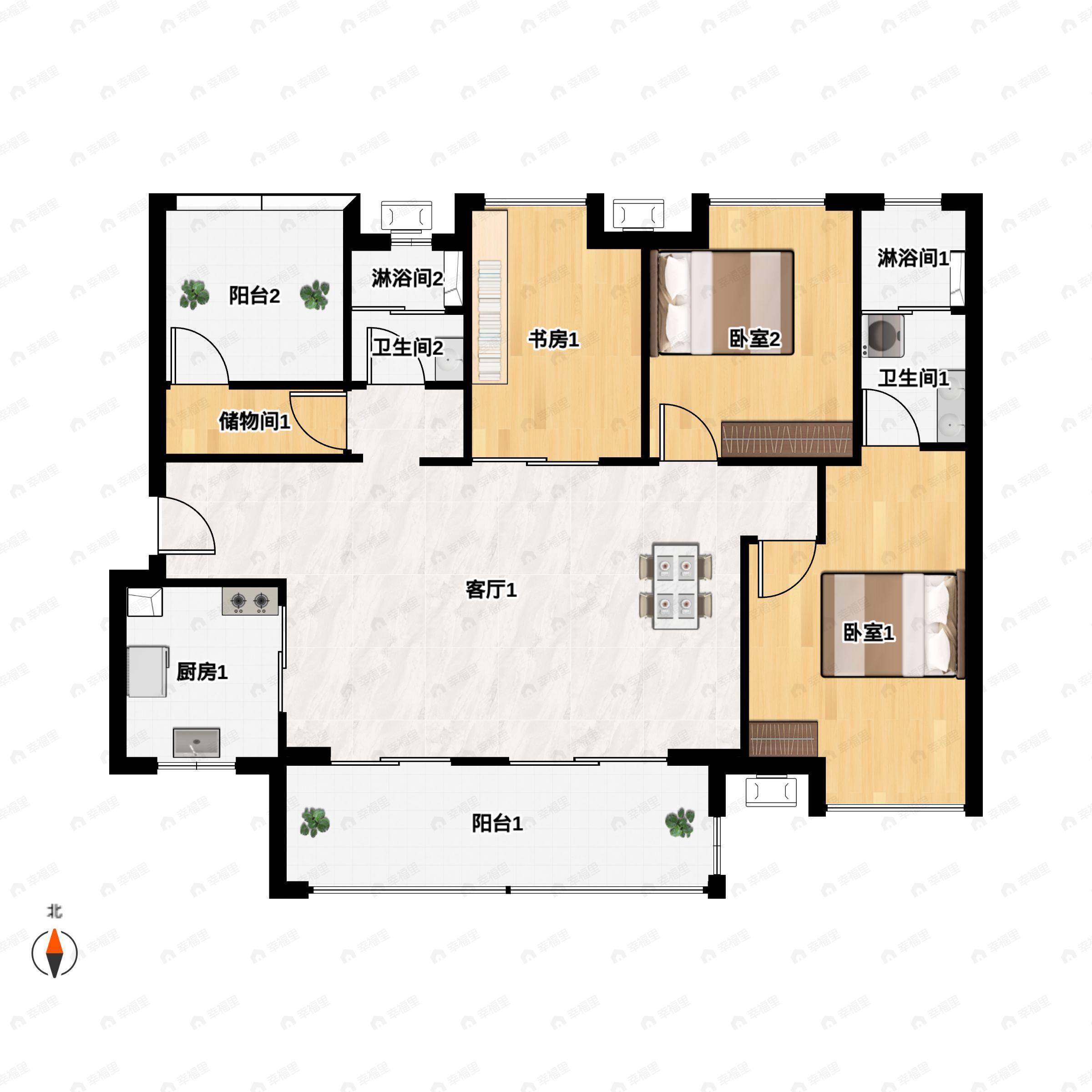 世茂滨江壹号4室2厅2卫户型图