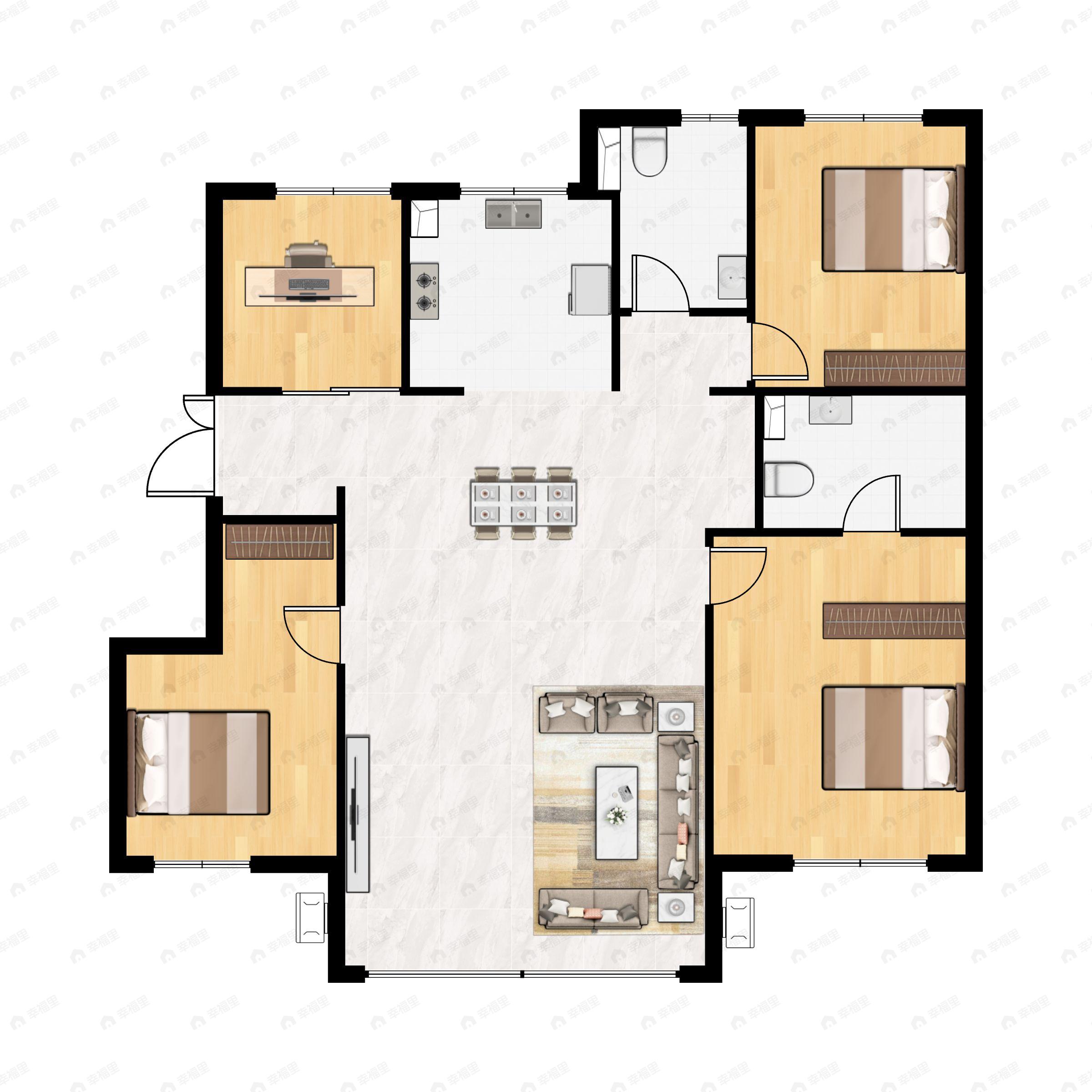 4室2厅2卫建面125平户型图