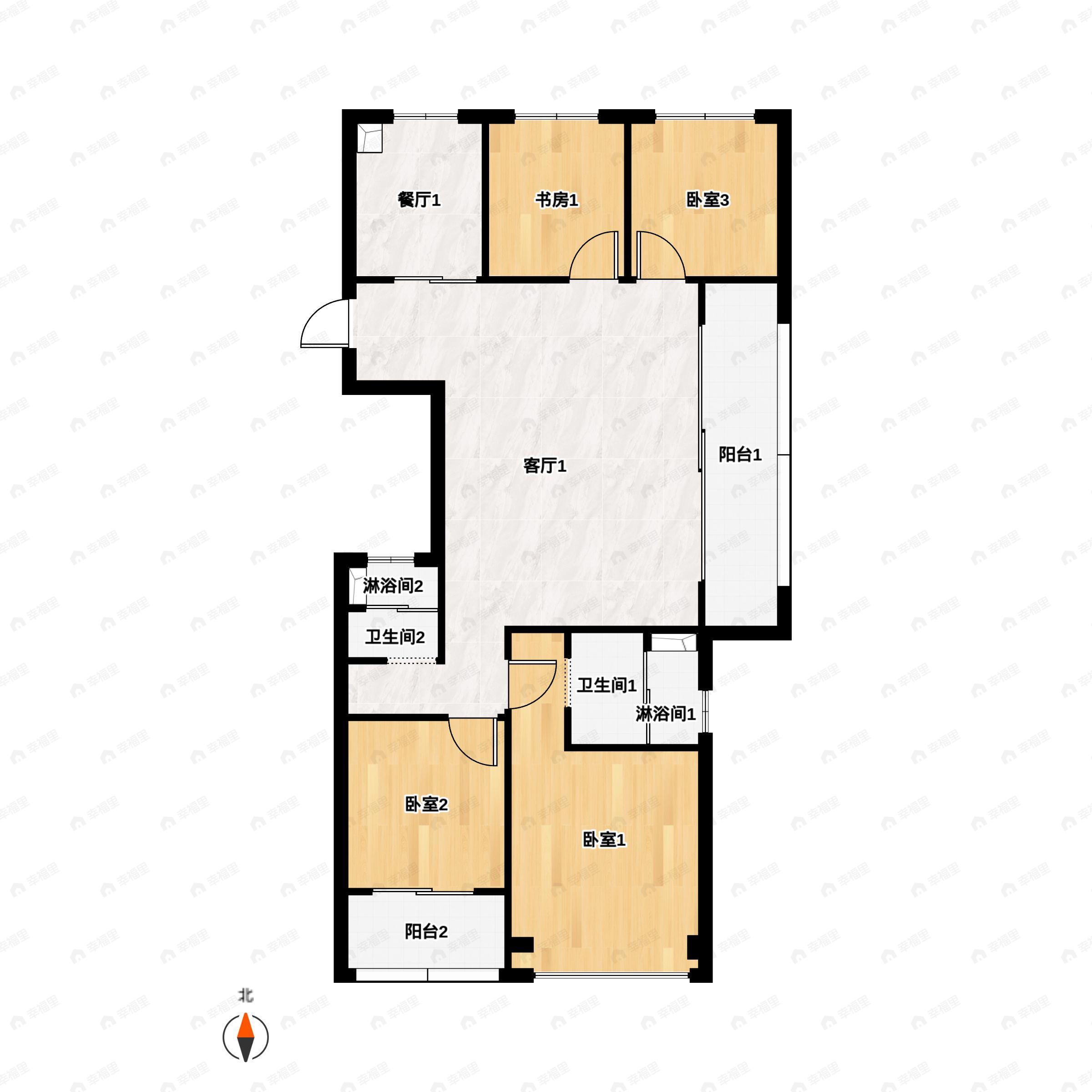 4室2厅2卫建面130平户型图