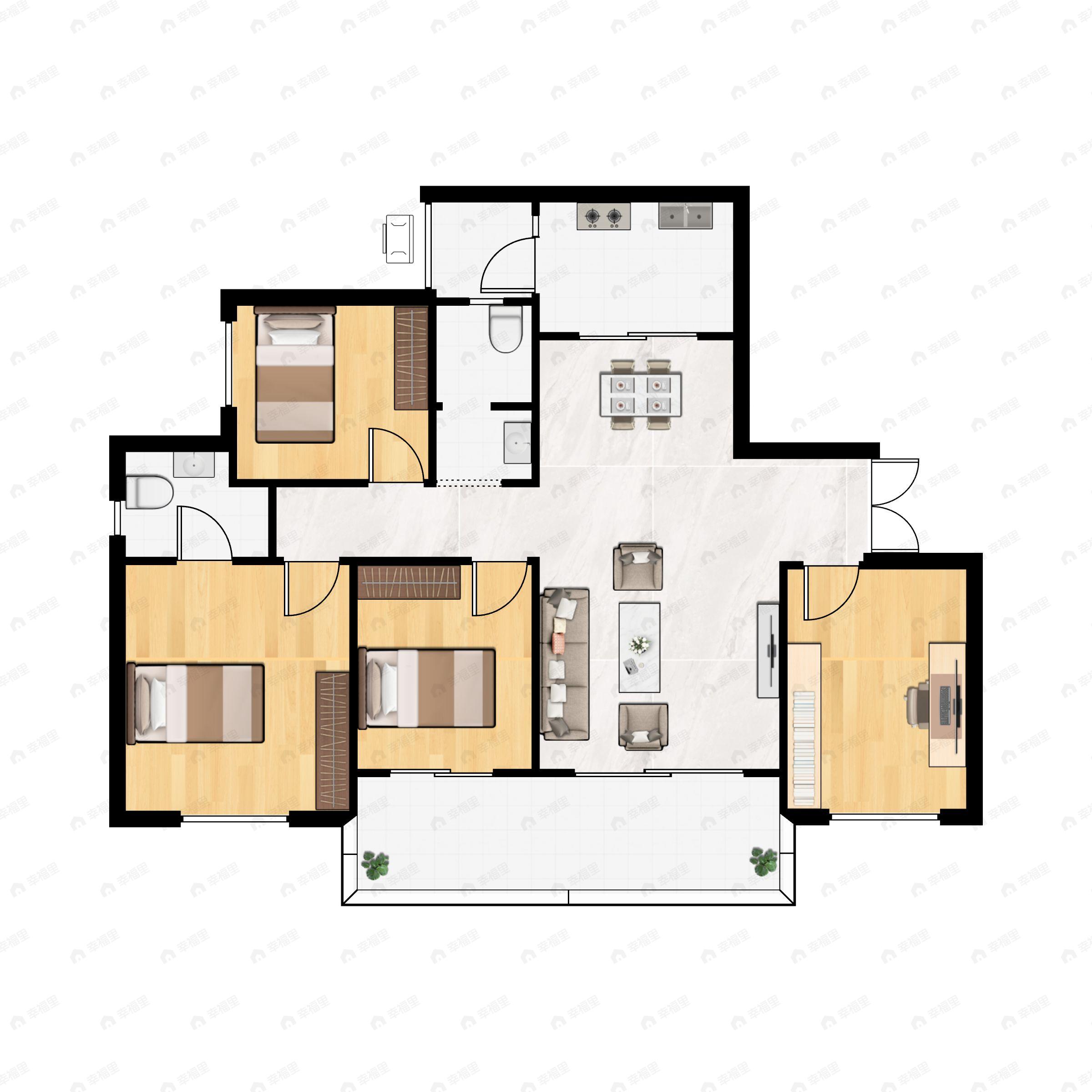 4室2厅2卫建面120平户型图