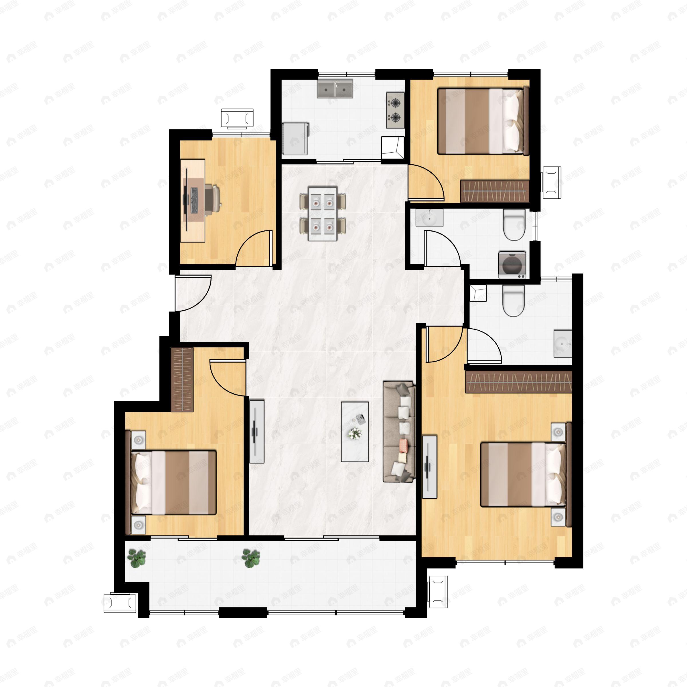 4室2厅2卫建面120平户型图