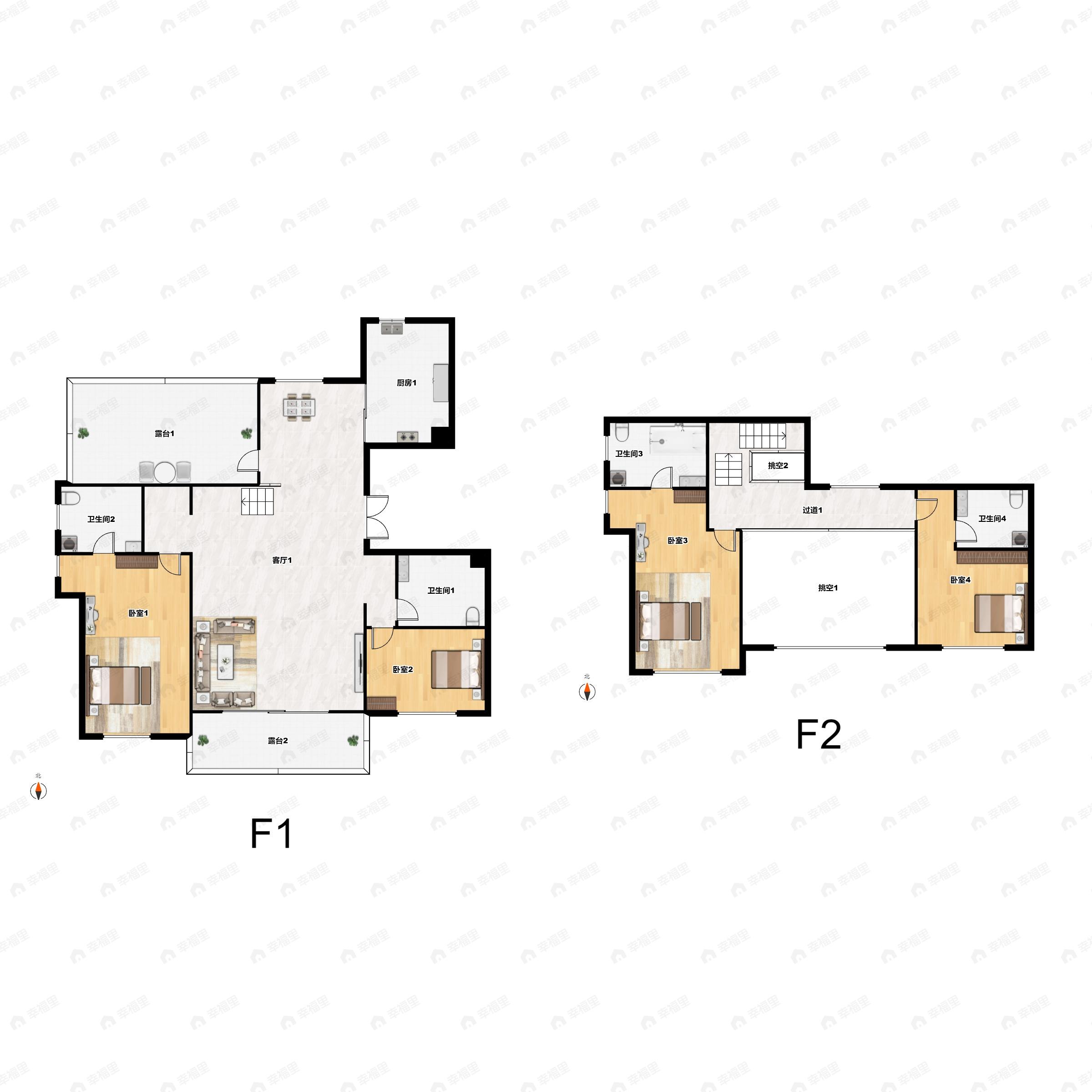 4室2厅4卫建面183平南户型图