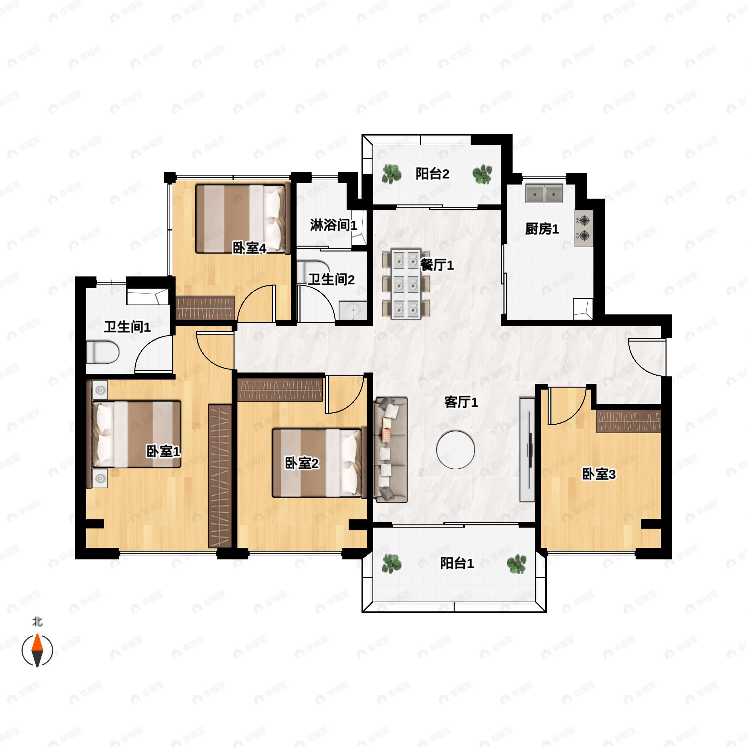碧桂园·滨江天元4室2厅2卫户型图