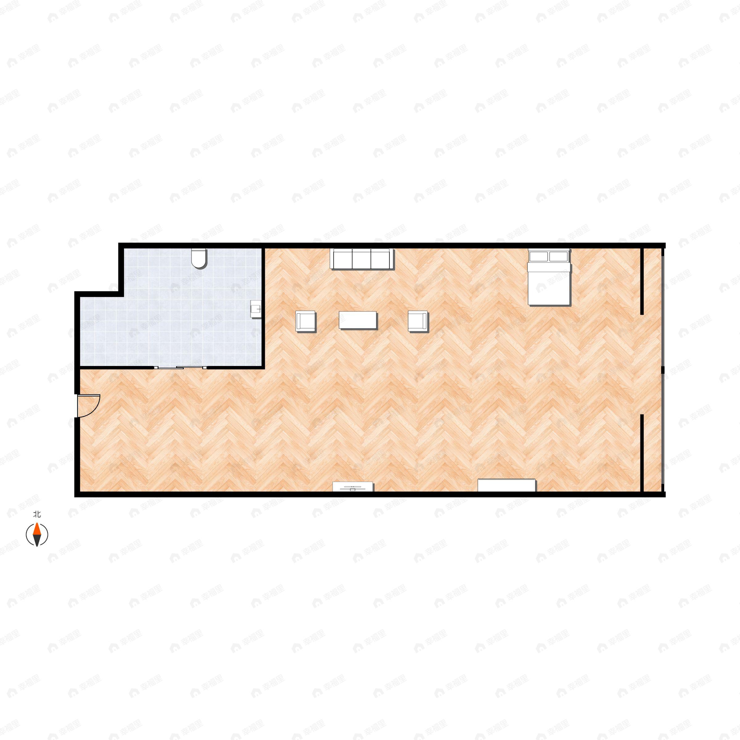 1室1厅1卫建面45平东户型图