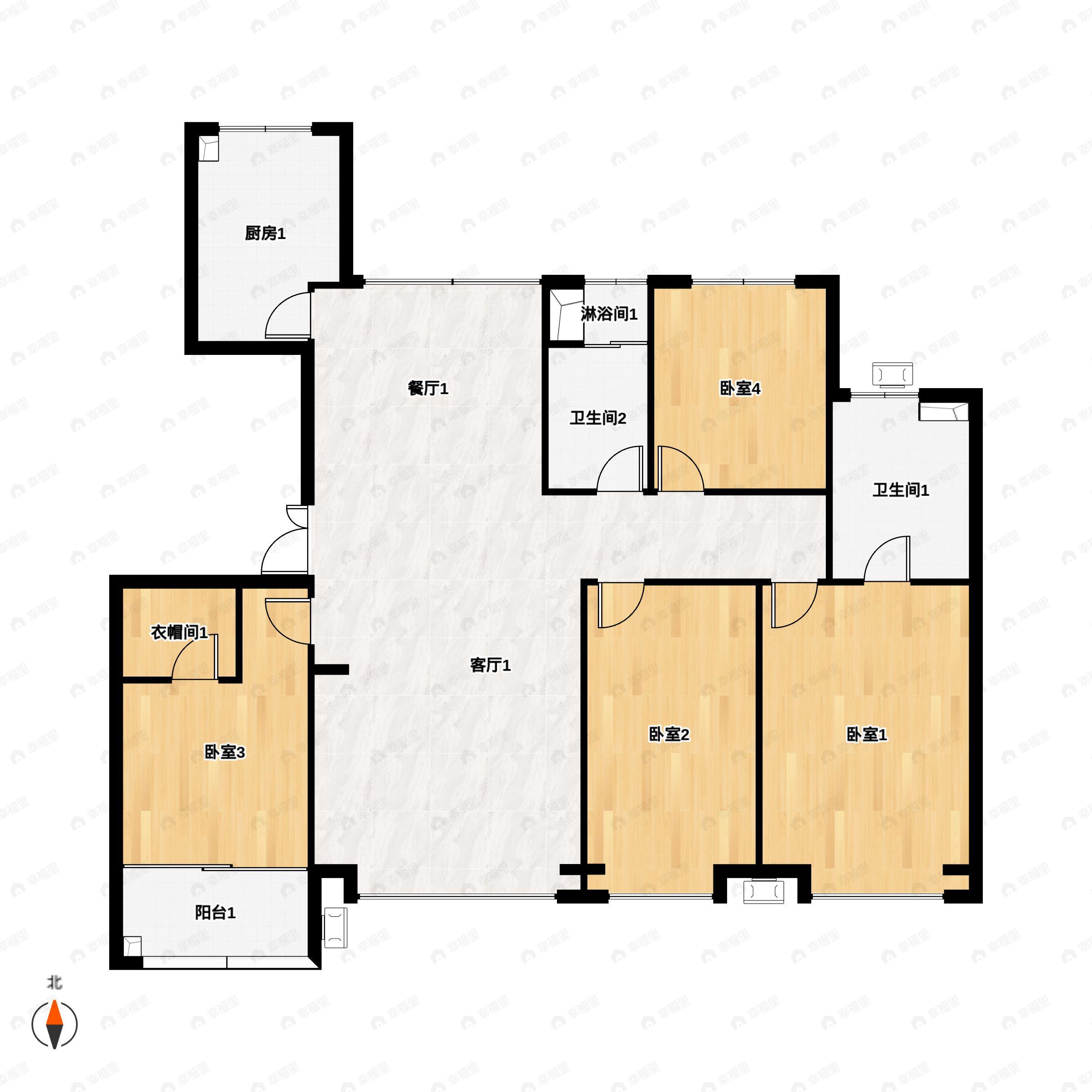 天成云玺4室2厅2卫户型图