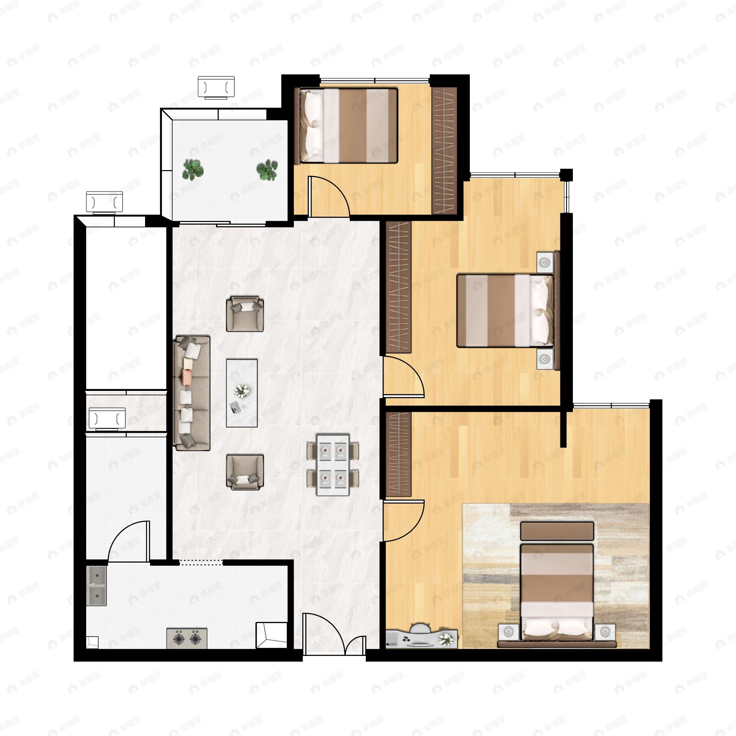 金辉御江府3室2厅1卫户型图