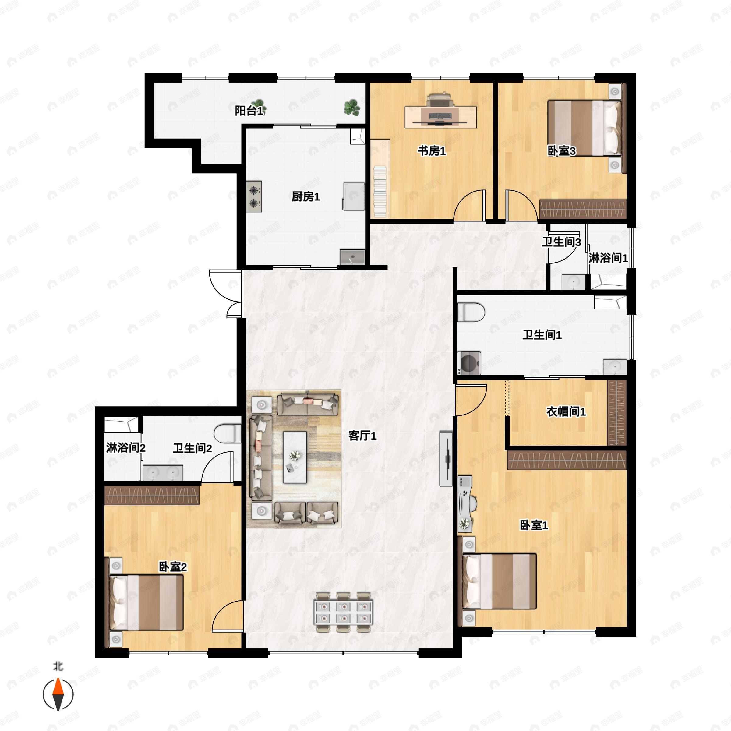 俊发生态半岛4室2厅3卫户型图