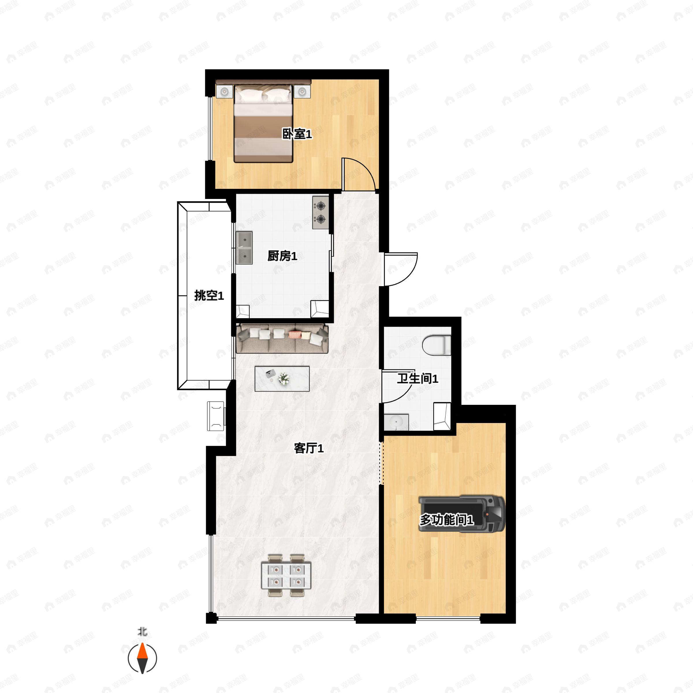 北京城建国誉燕园2室2厅1卫户型图