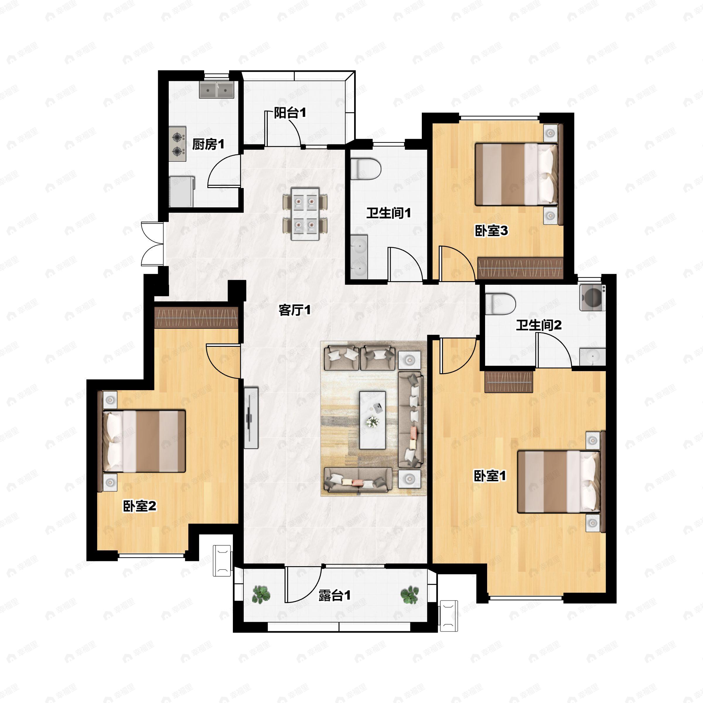 金地艺华年3室2厅2卫户型图